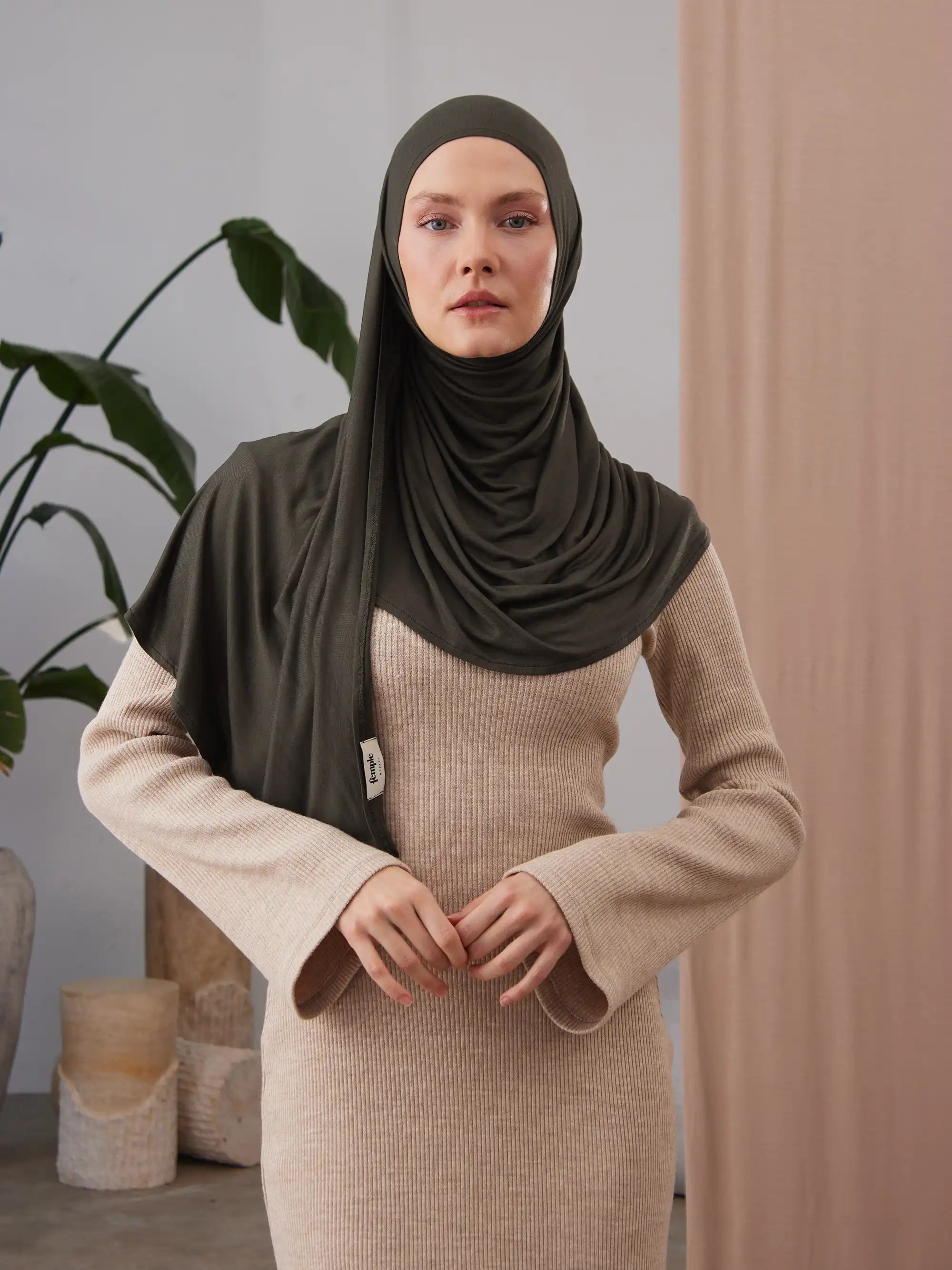 Instant Premium Jersey Hijabs - Khaki