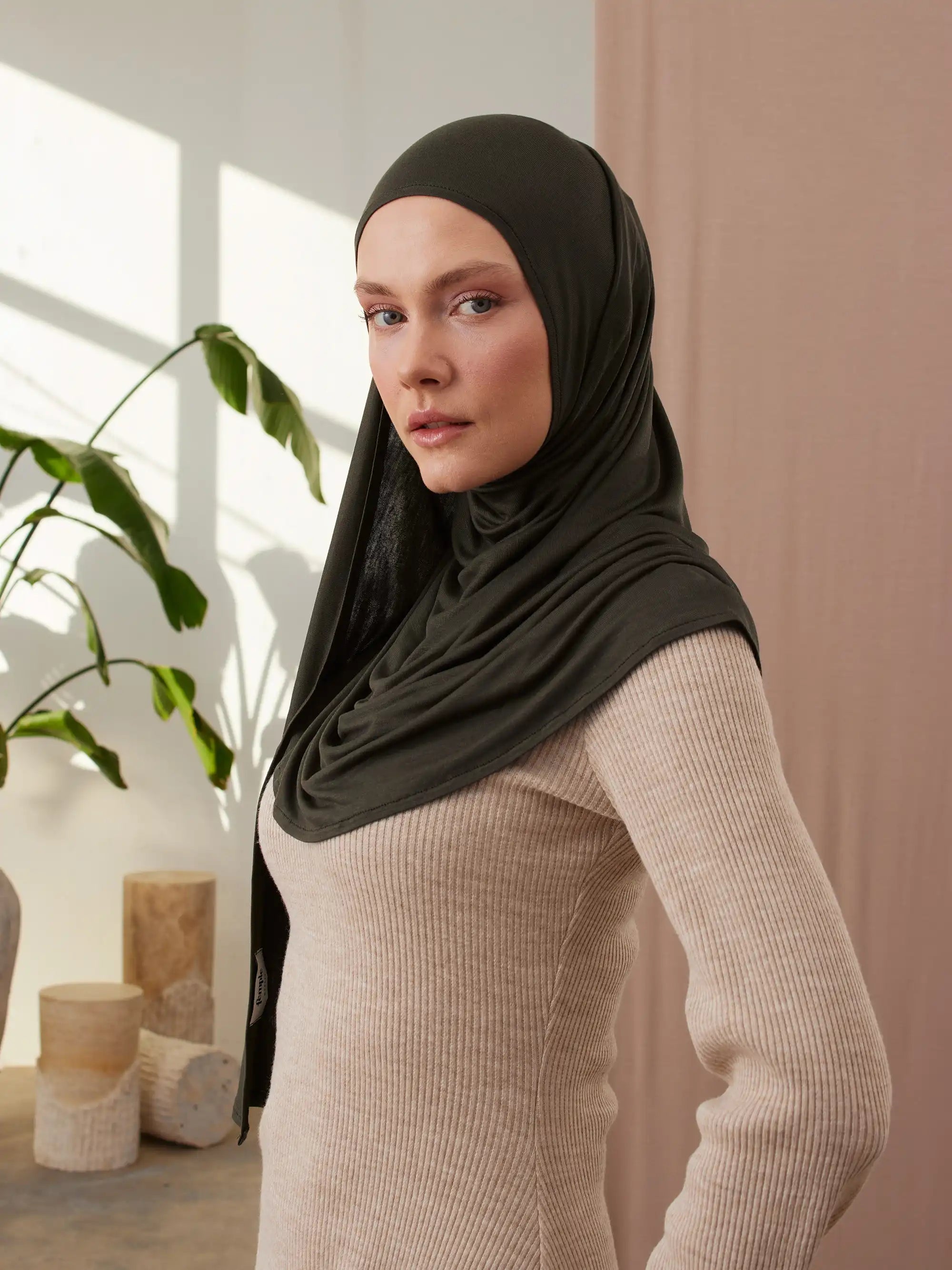 Small Instant Premium Jersey Hijabs - Khaki