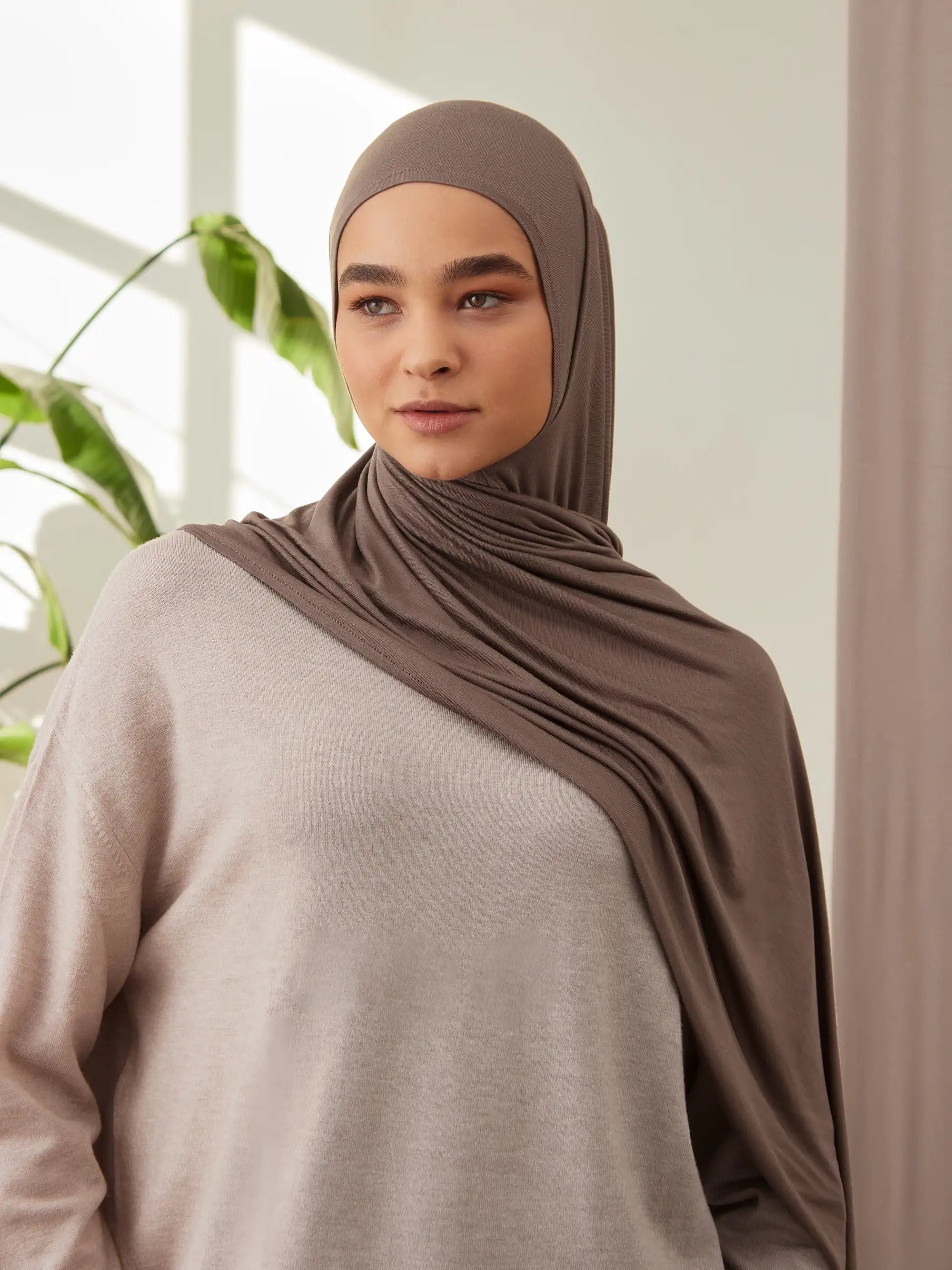Instant Premium Jersey Hijabs - Desert Taupe