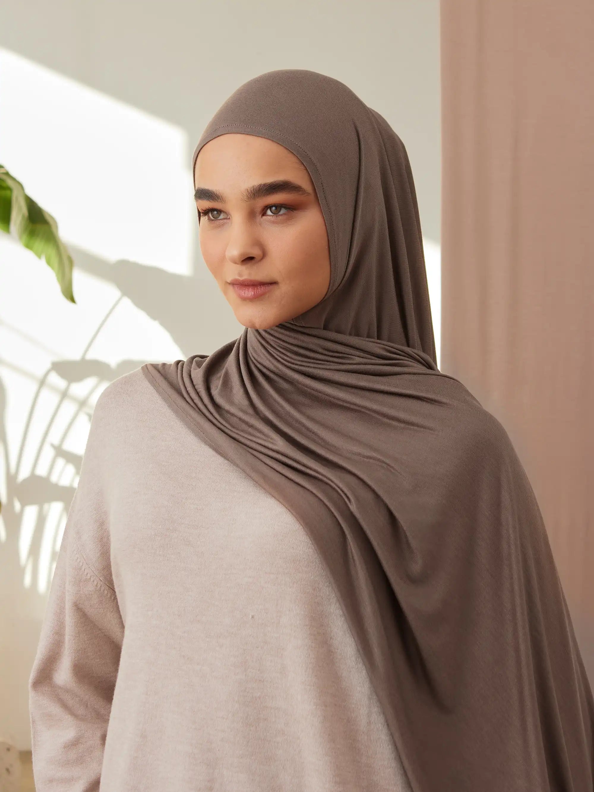 Instant Premium Jersey Hijabs - Desert Taupe