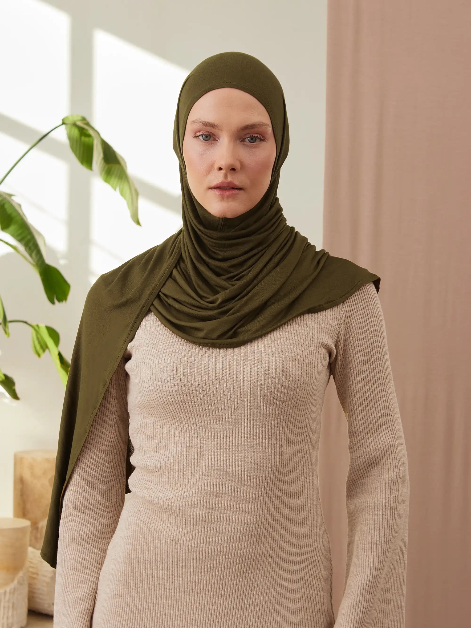 Instant Premium Jersey Hijabs - Dark Olive