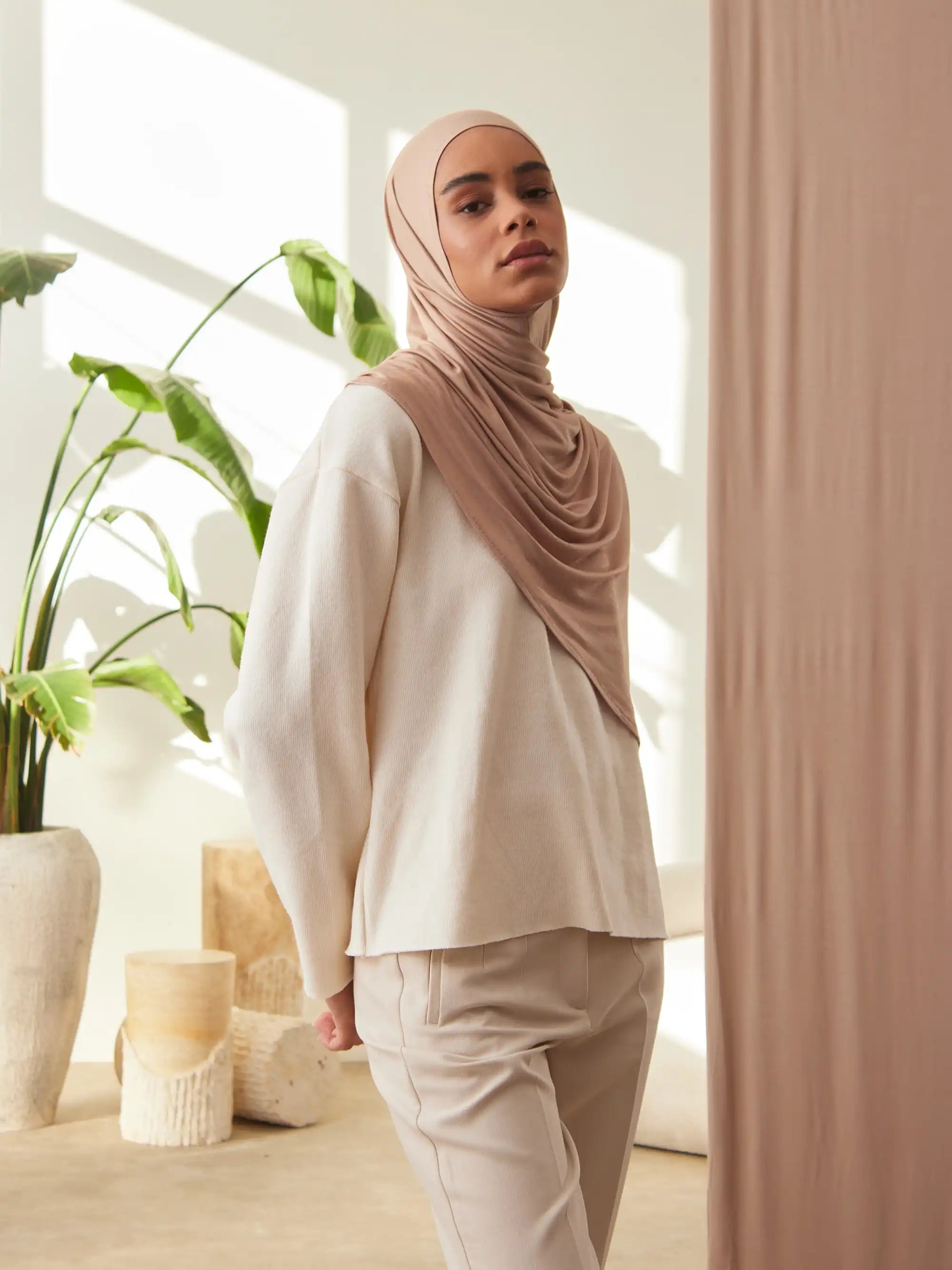 Instant Premium Jersey Hijabs - Warm Taupe