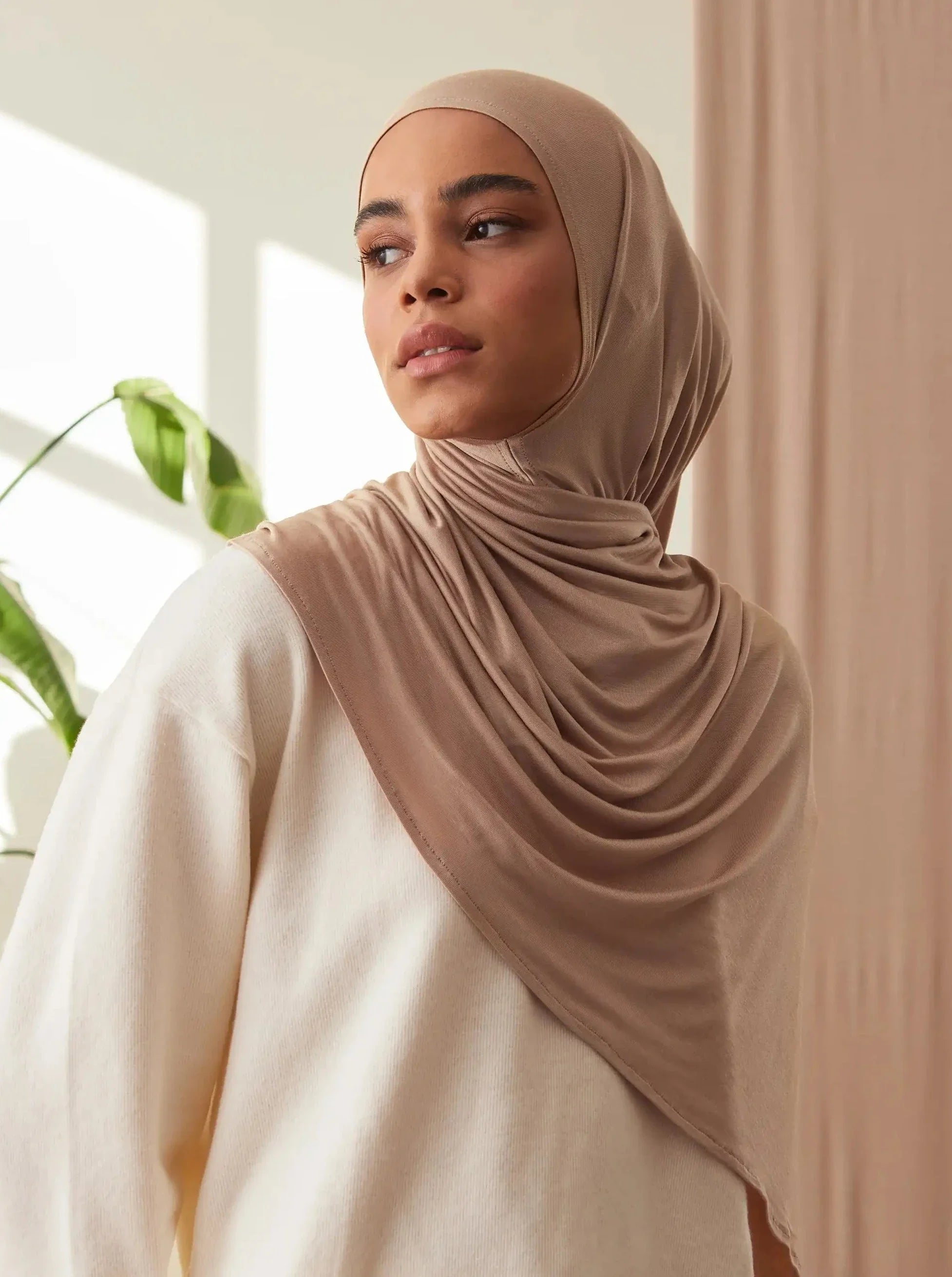Small Instant Premium Jersey Hijabs - Warm Taupe