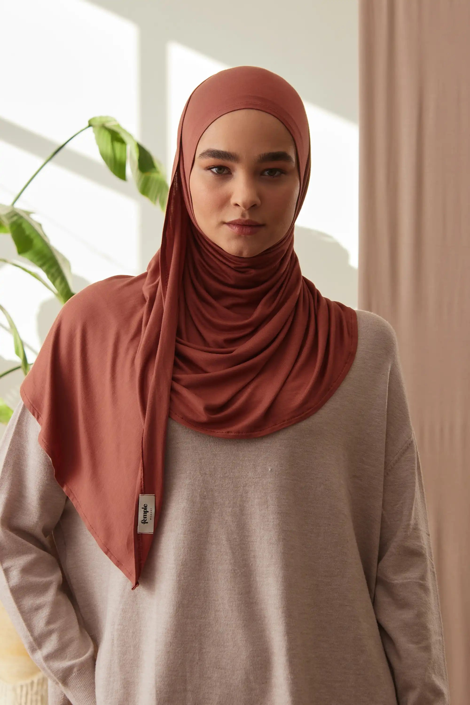 Instant Premium Jersey Hijabs - Redwood