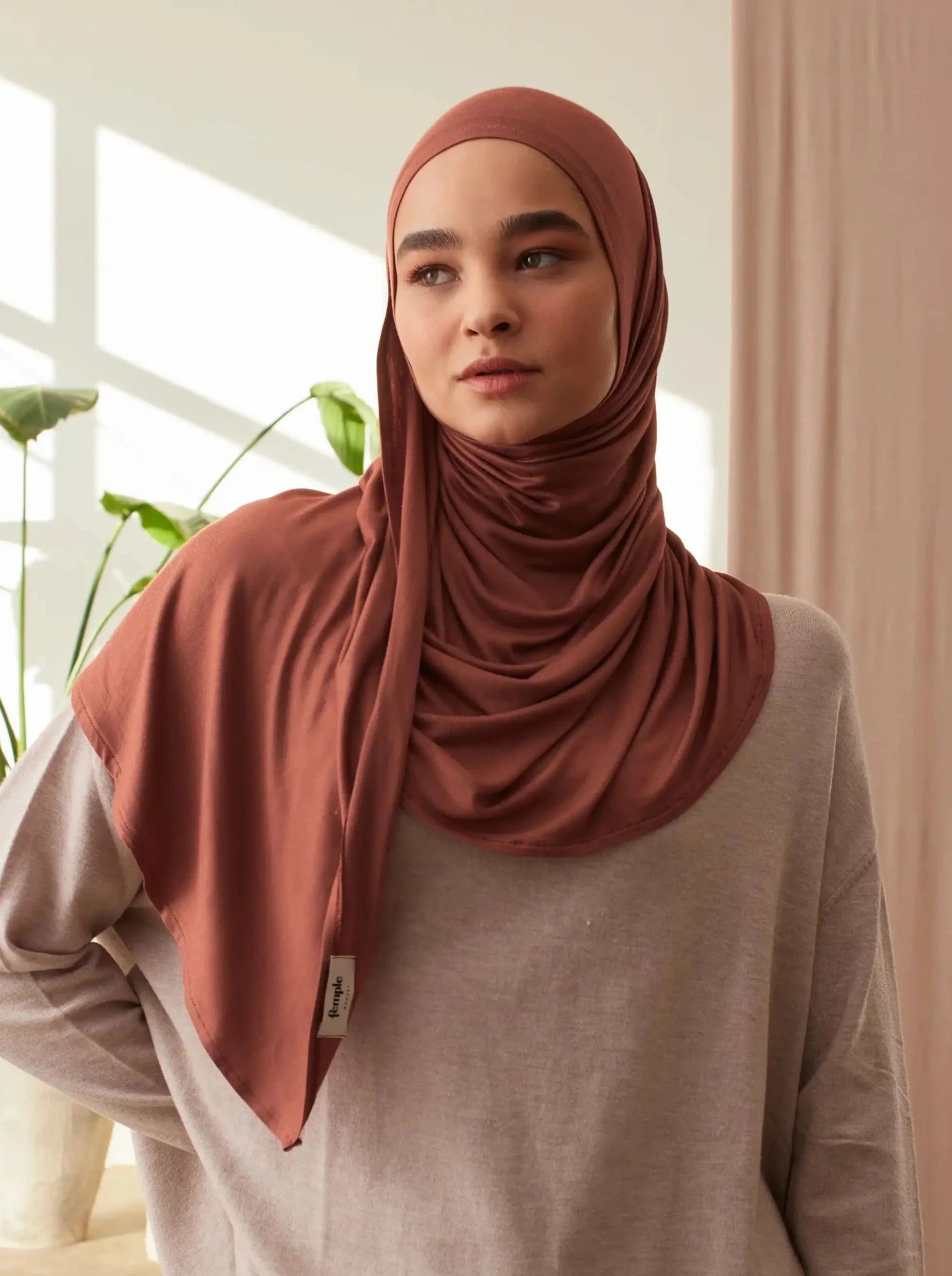 Instant Premium Jersey Hijabs - Redwood