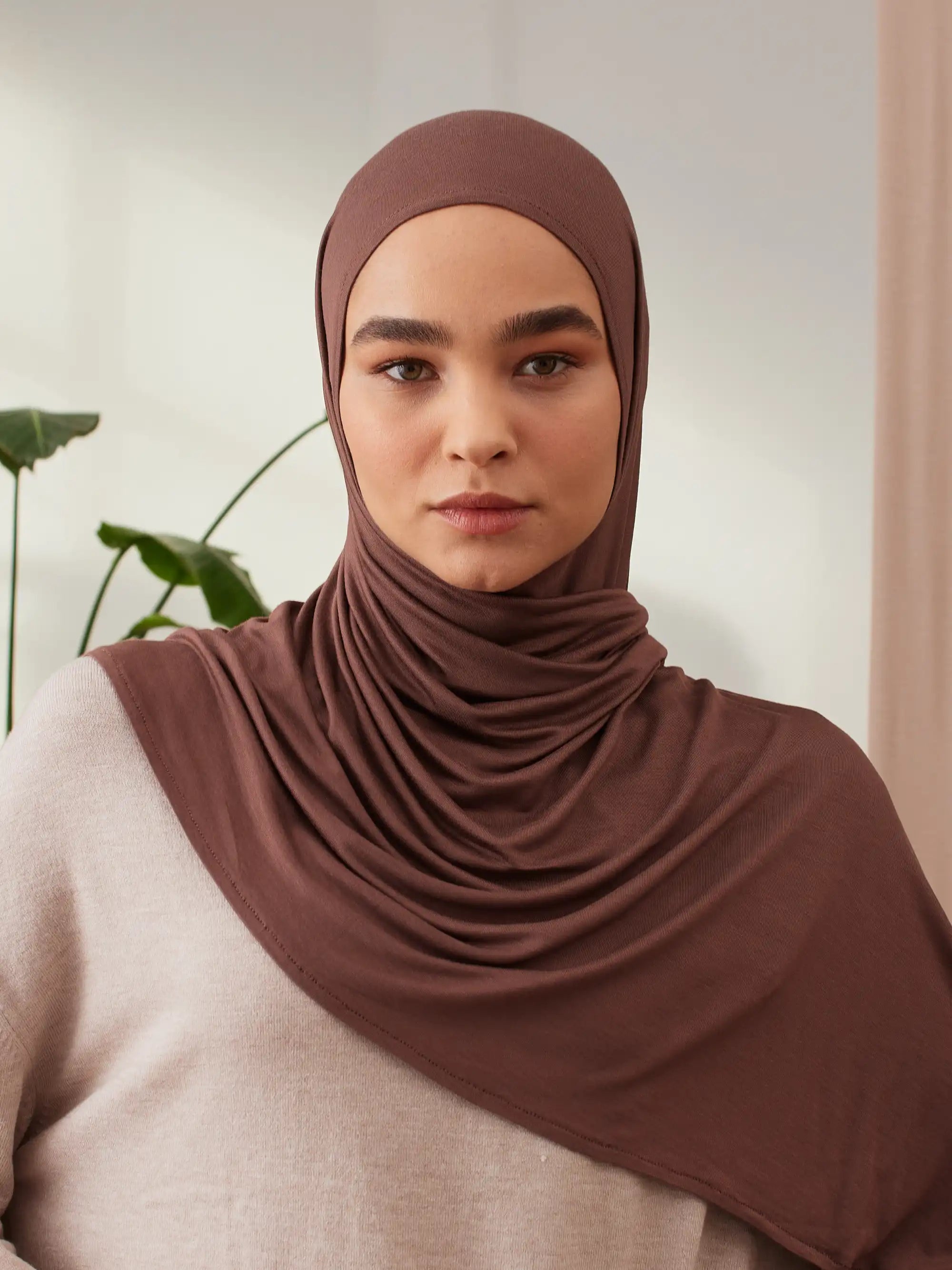 Small Instant Premium Jersey Hijabs - Cappucino