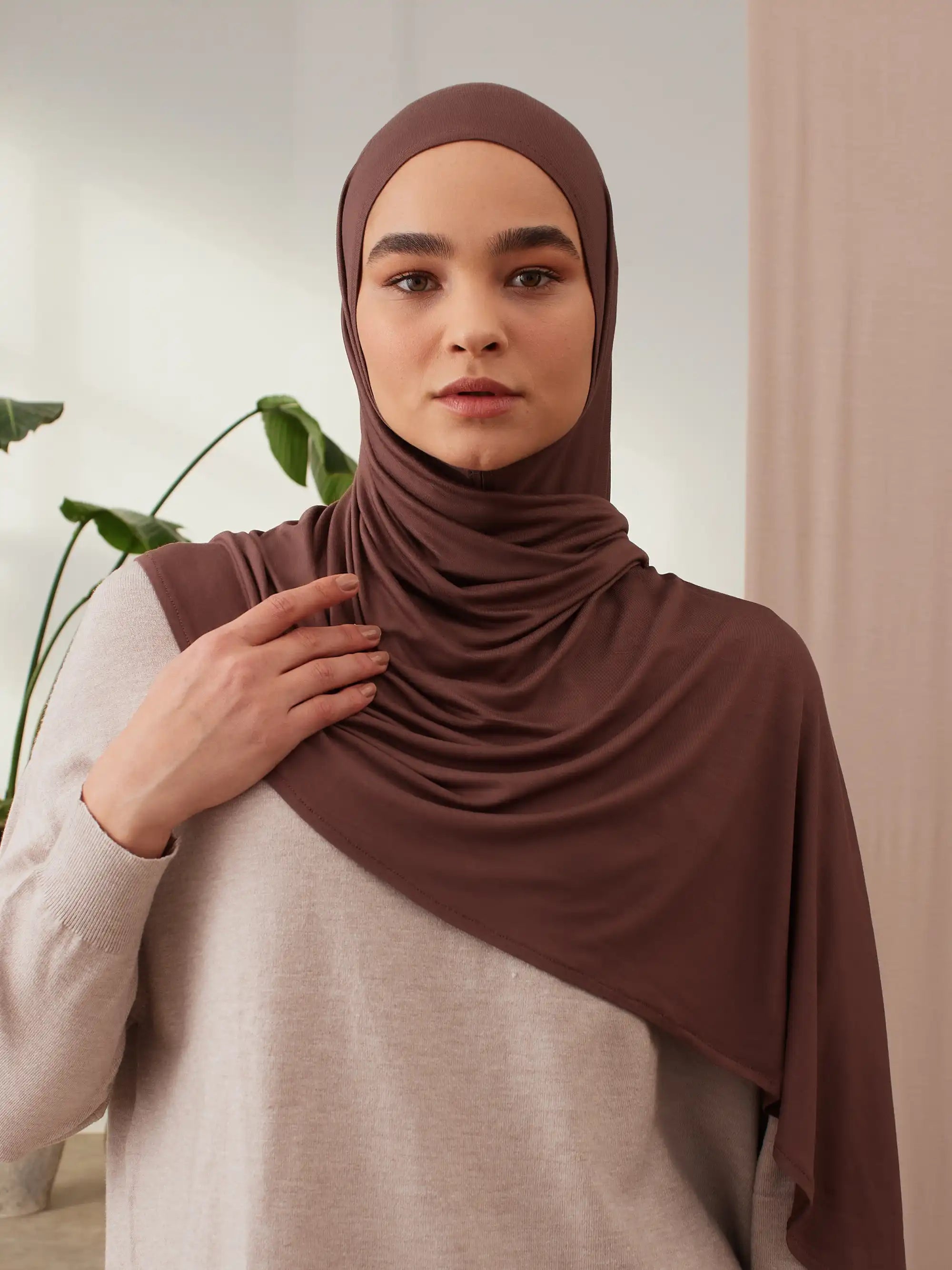 Instant Premium Jersey Hijabs - Cappucino