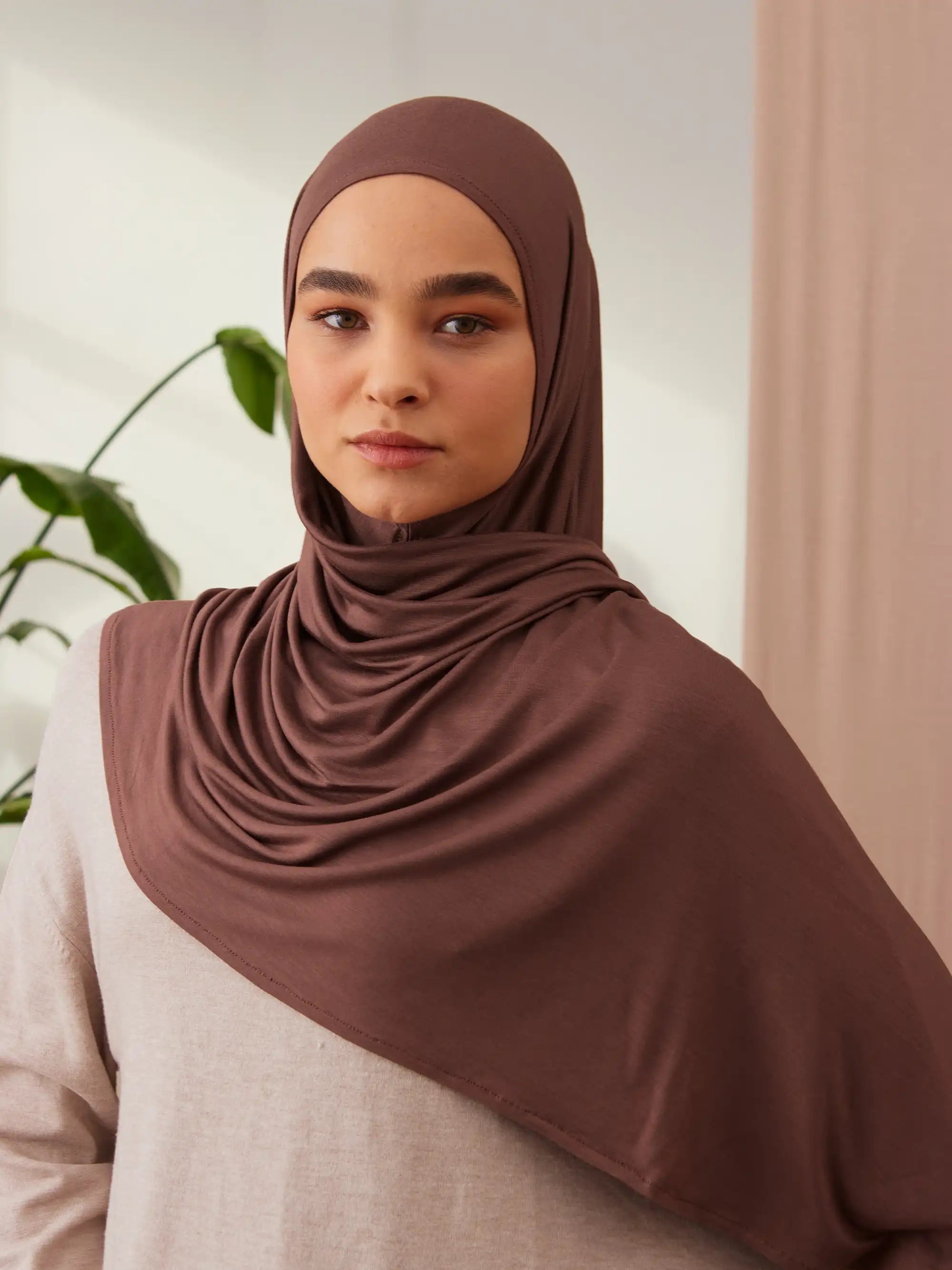 Small Instant Premium Jersey Hijabs - Cappucino