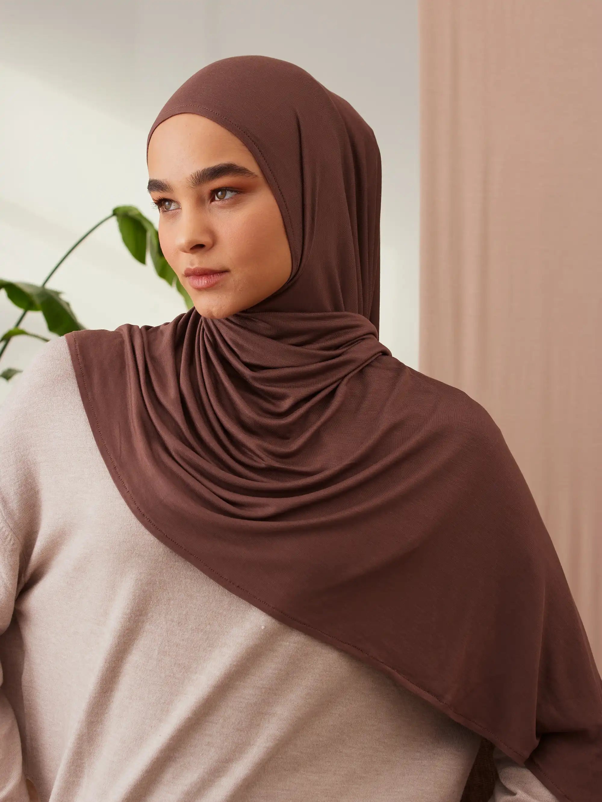 Instant Premium Jersey Hijabs - Cappucino