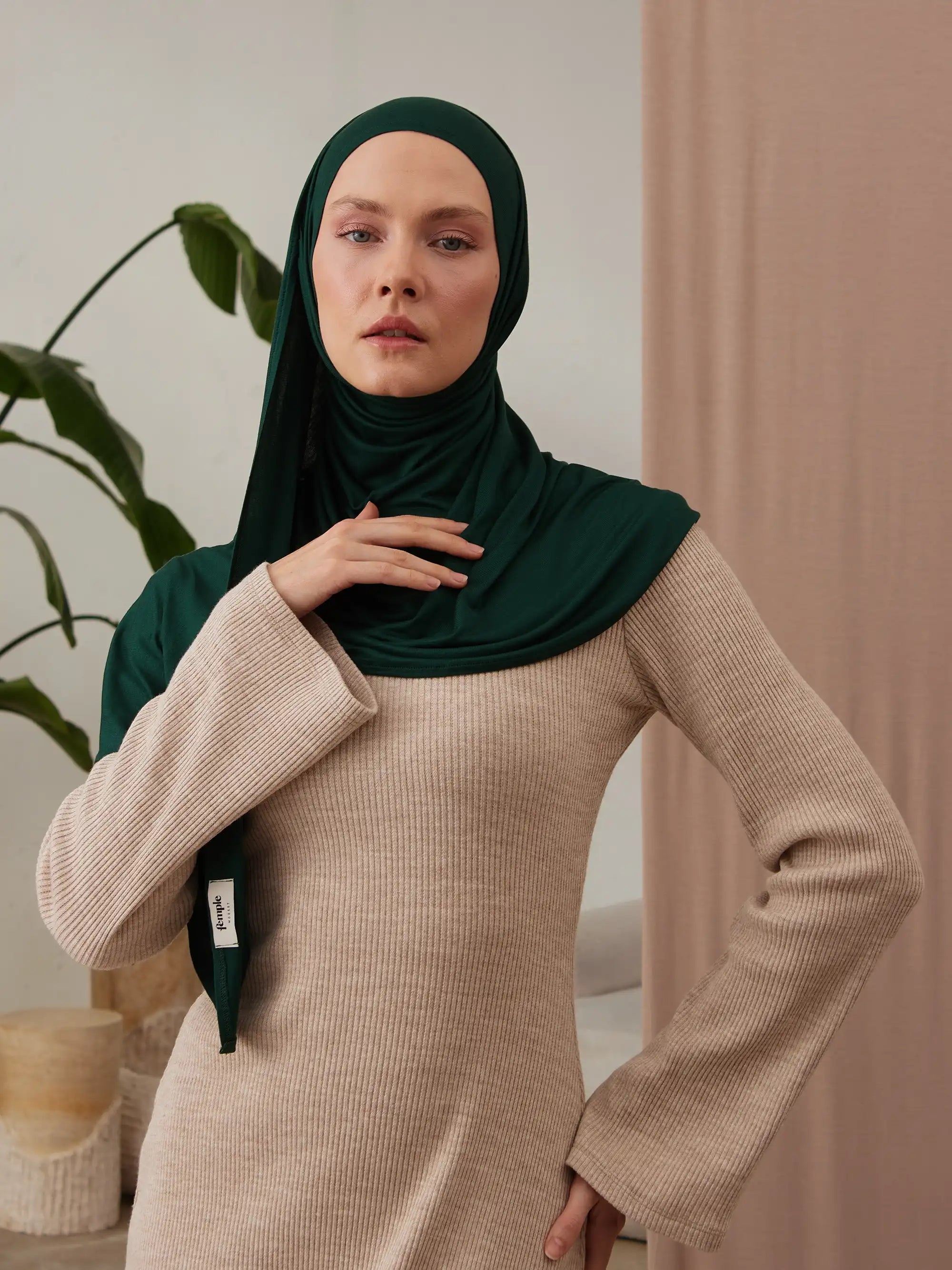 Instant Premium Jersey Hijabs - Pine Green