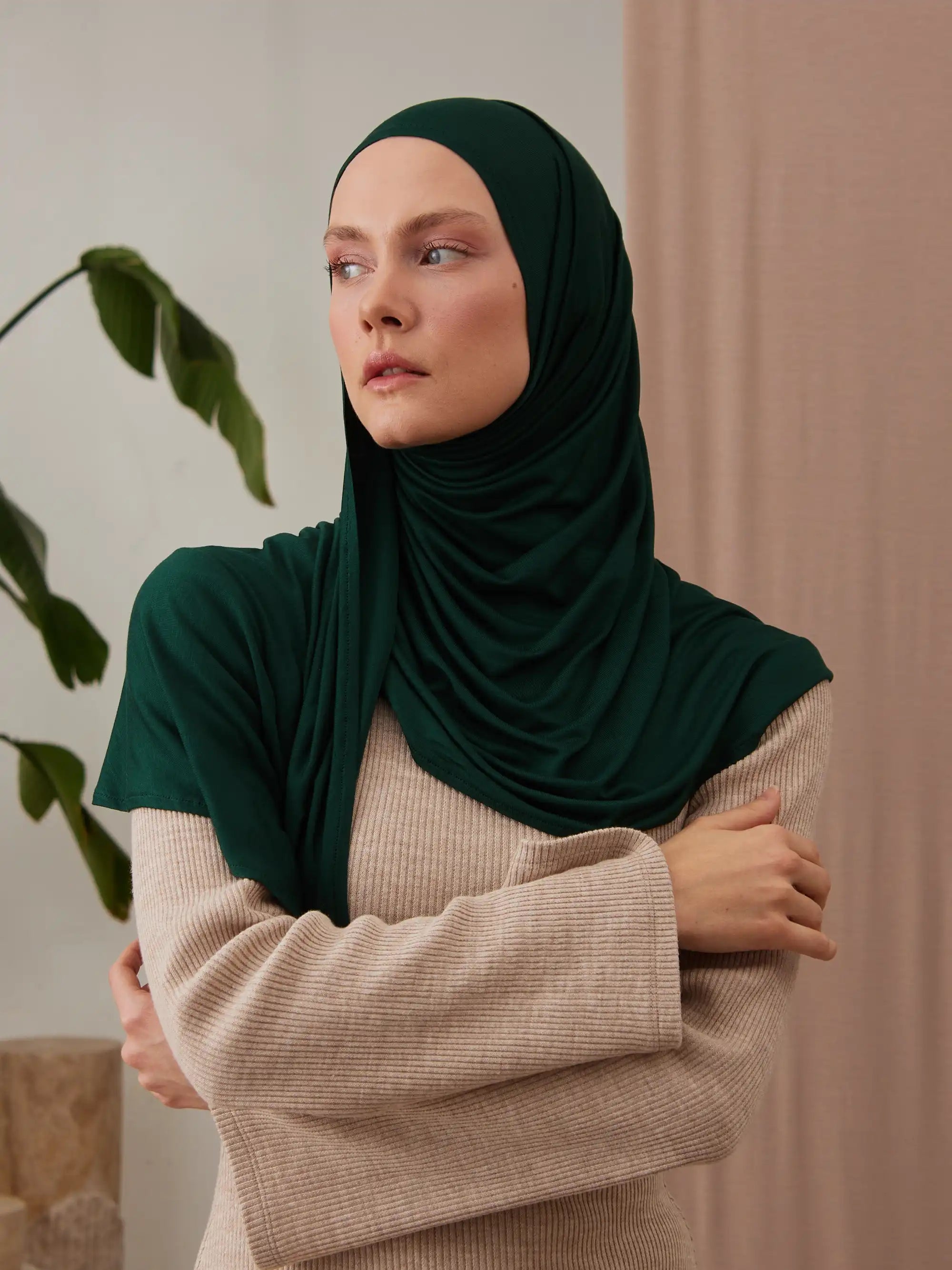 Instant Premium Jersey Hijabs - Pine Green