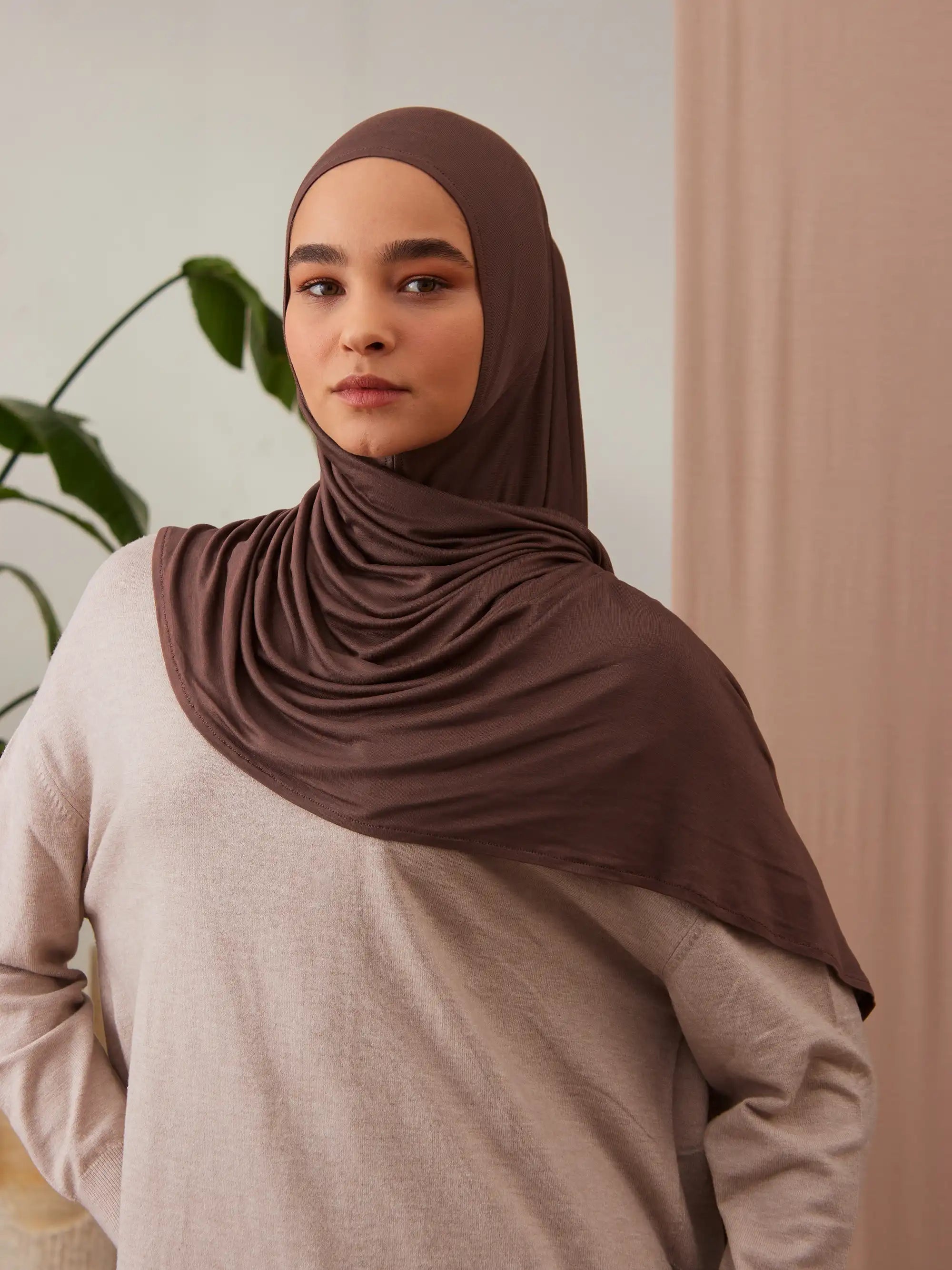 Instant Premium Jersey Hijabs - Mocha