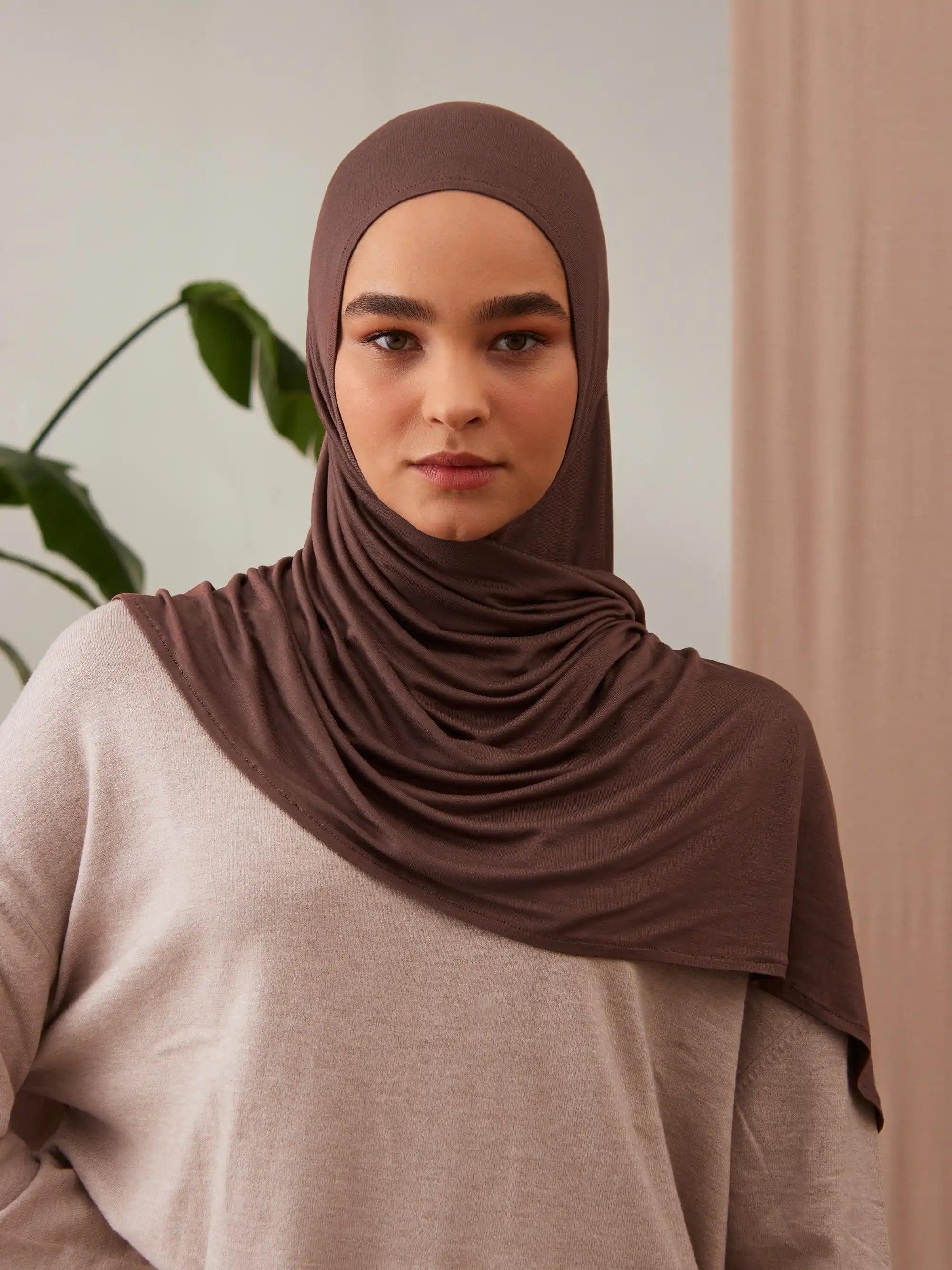 Small Instant Premium Jersey Hijabs - Mocha