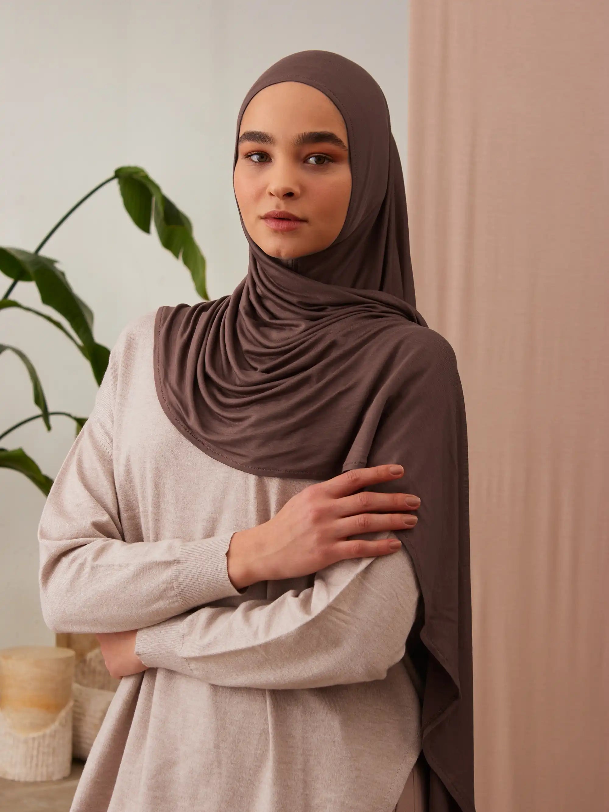 Instant Premium Jersey Hijabs - Mocha