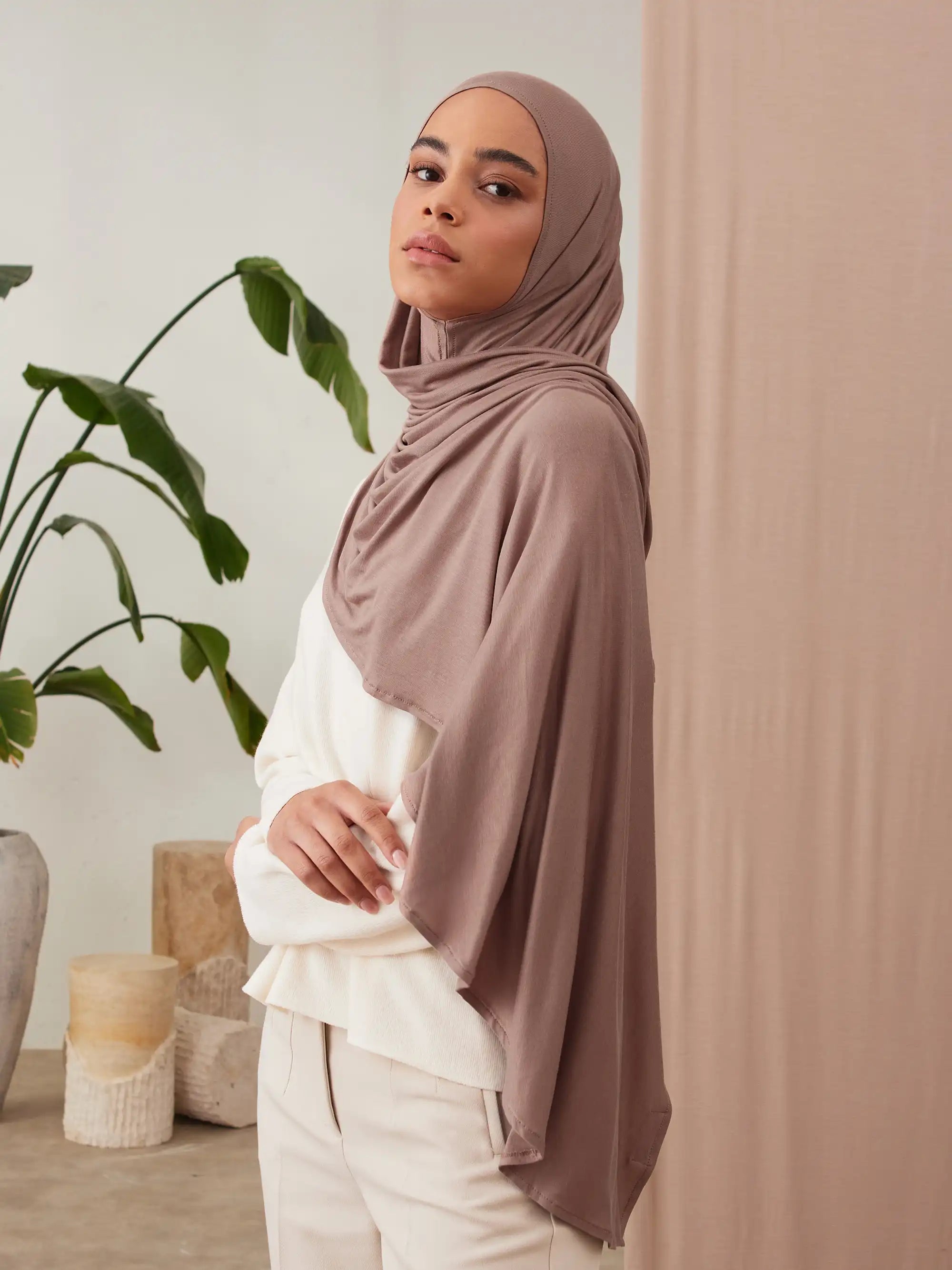 Instant Premium Jersey Hijabs - Mocha Mousse