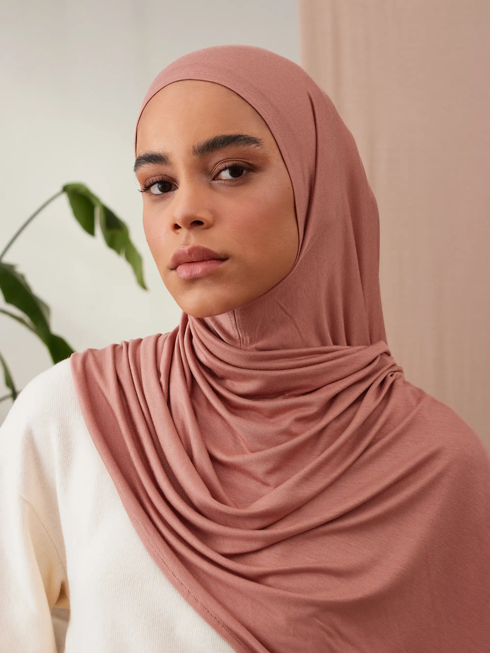 Small Instant Premium Jersey Hijabs - Terracotta
