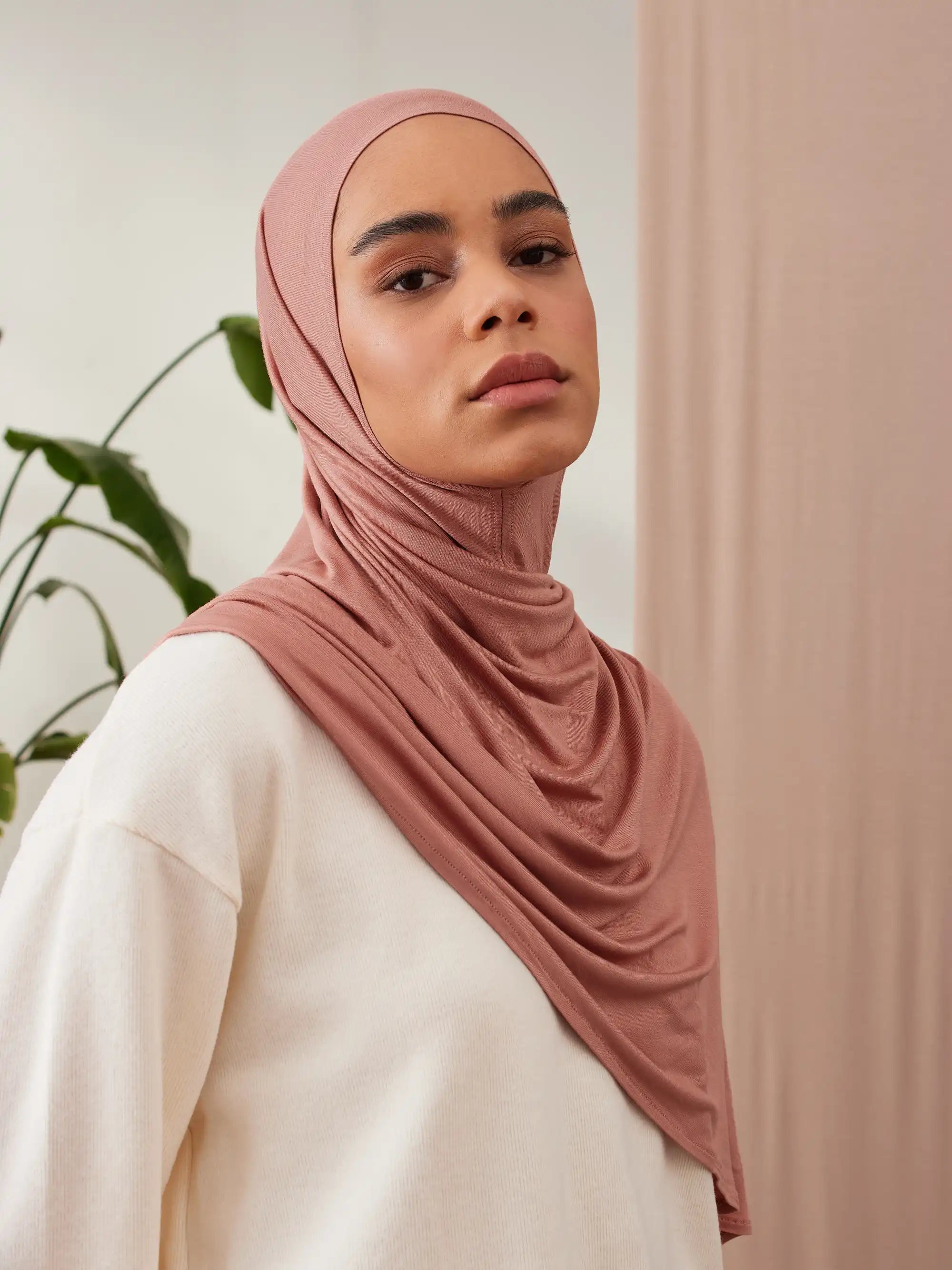 Small Instant Premium Jersey Hijabs - Terracotta