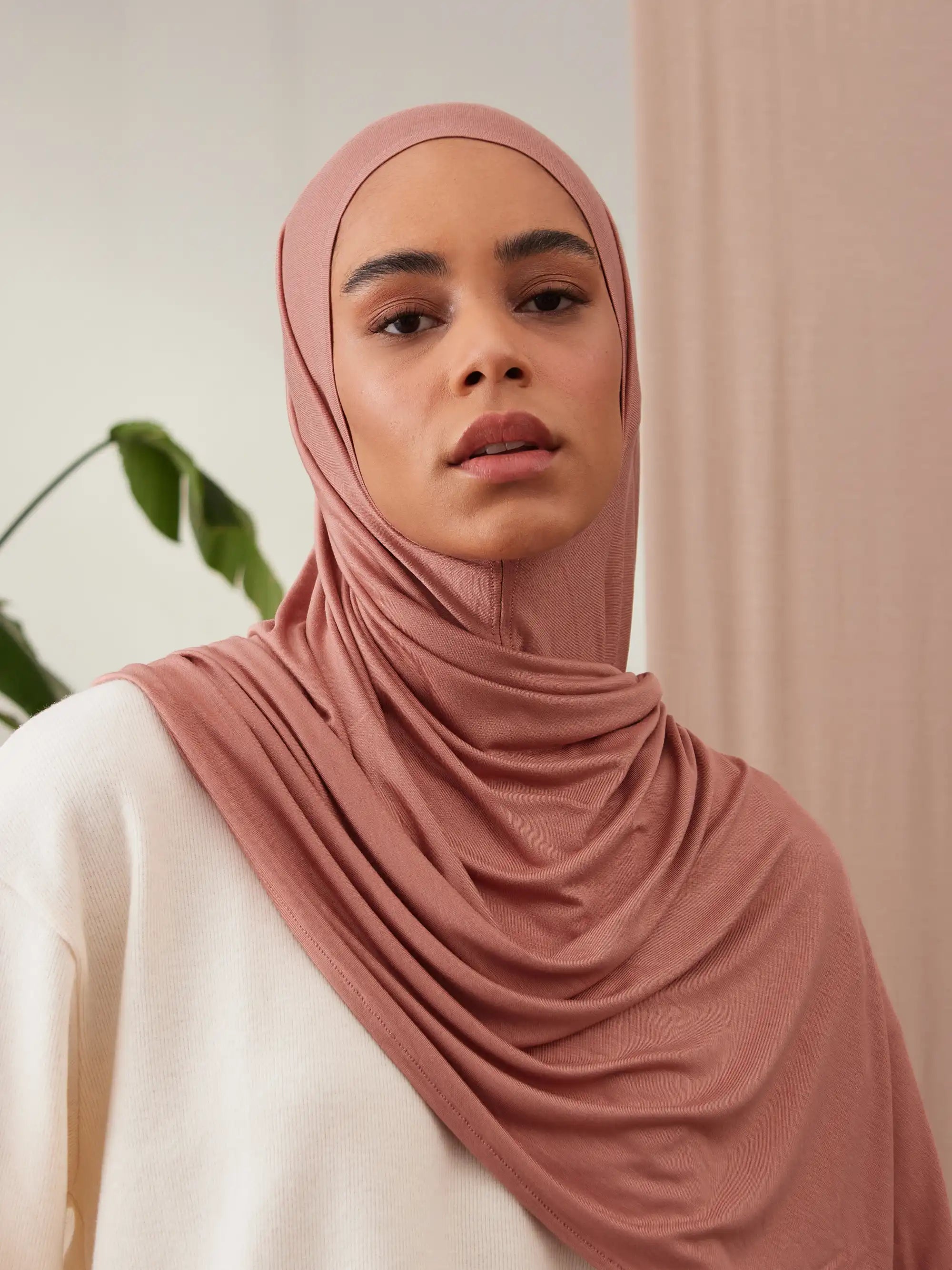 Small Instant Premium Jersey Hijabs - Terracotta