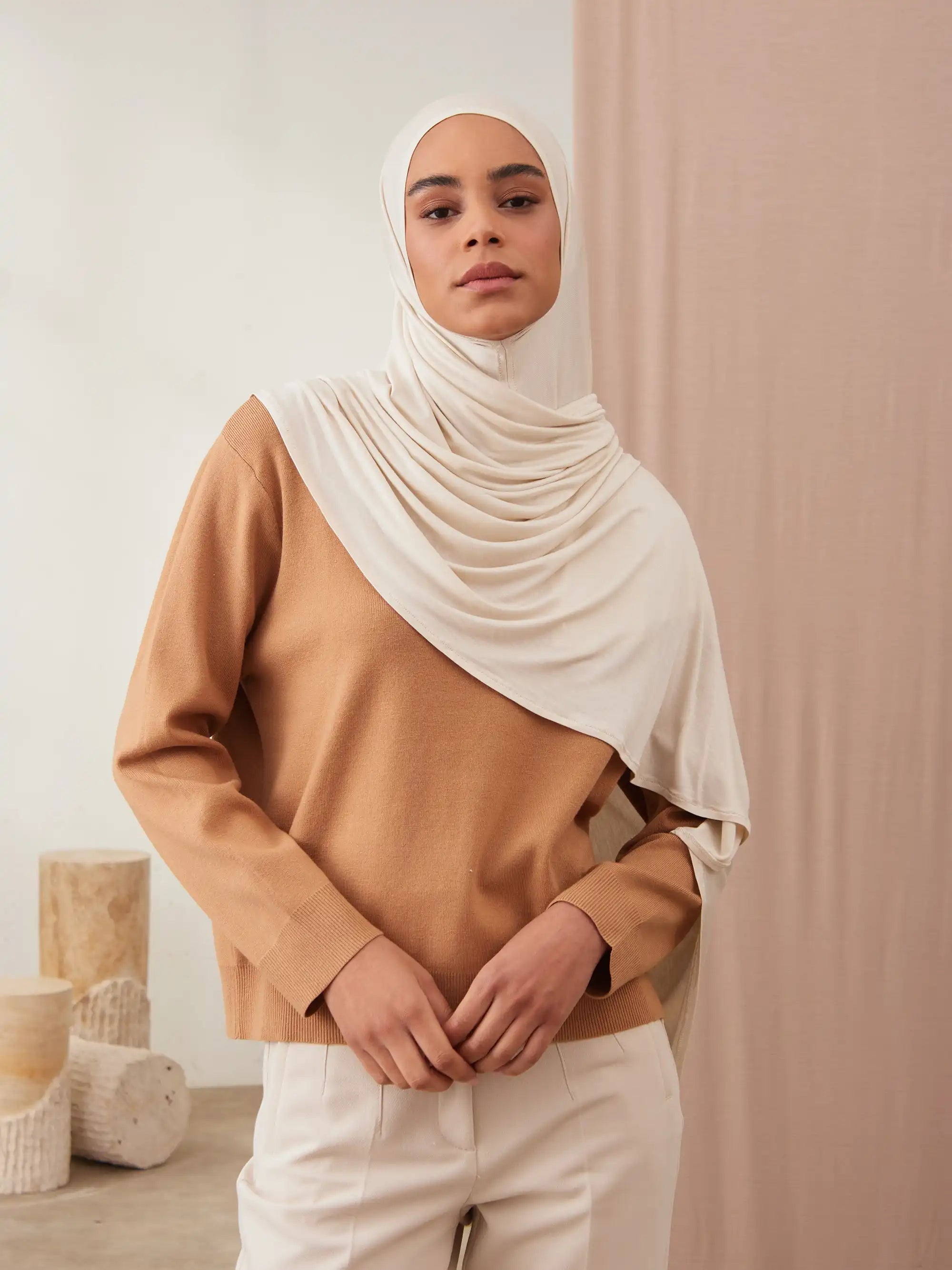 Instant Premium Jersey Hijabs - Off White