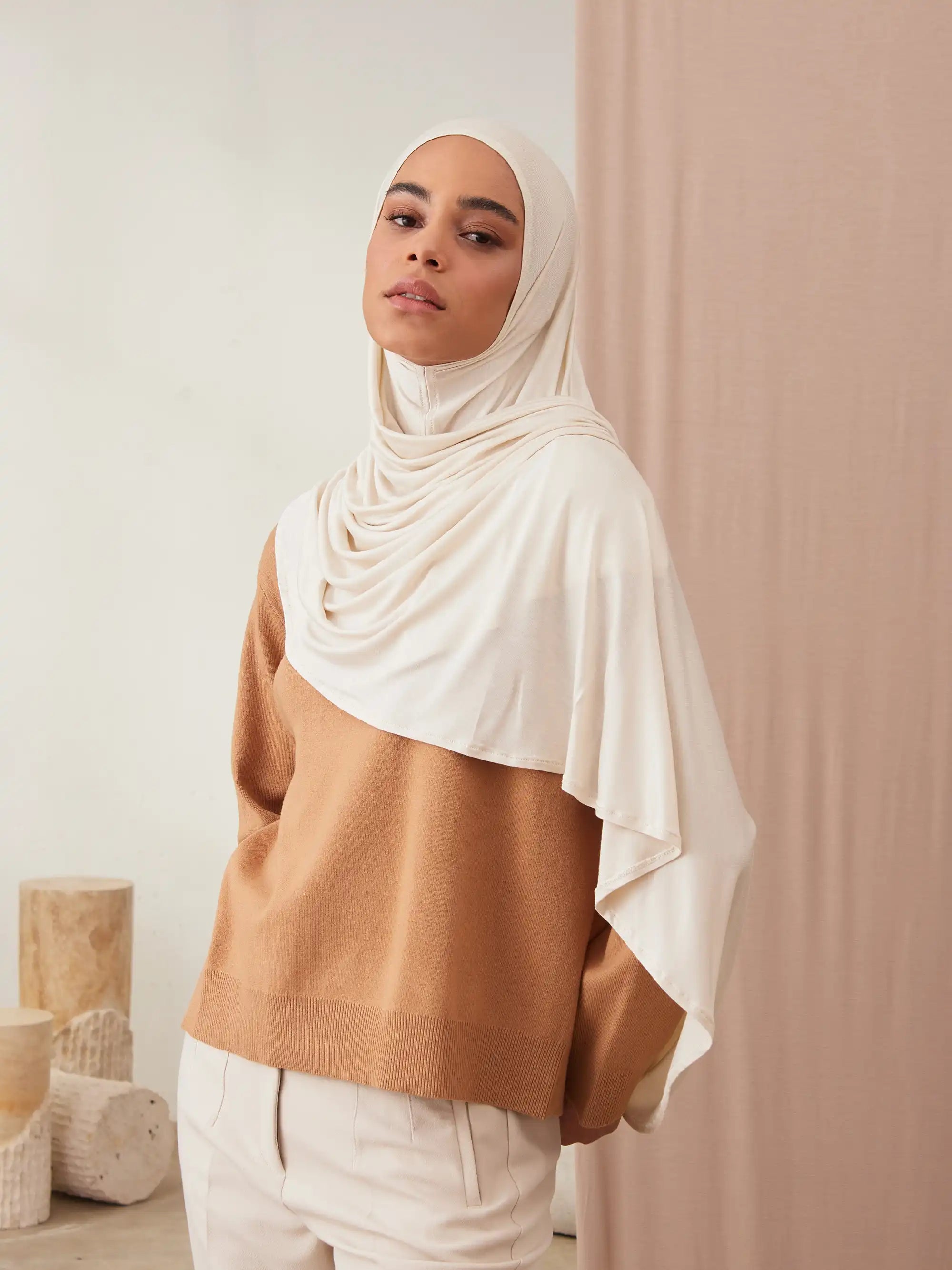 Small Instant Premium Jersey Hijabs - Off White