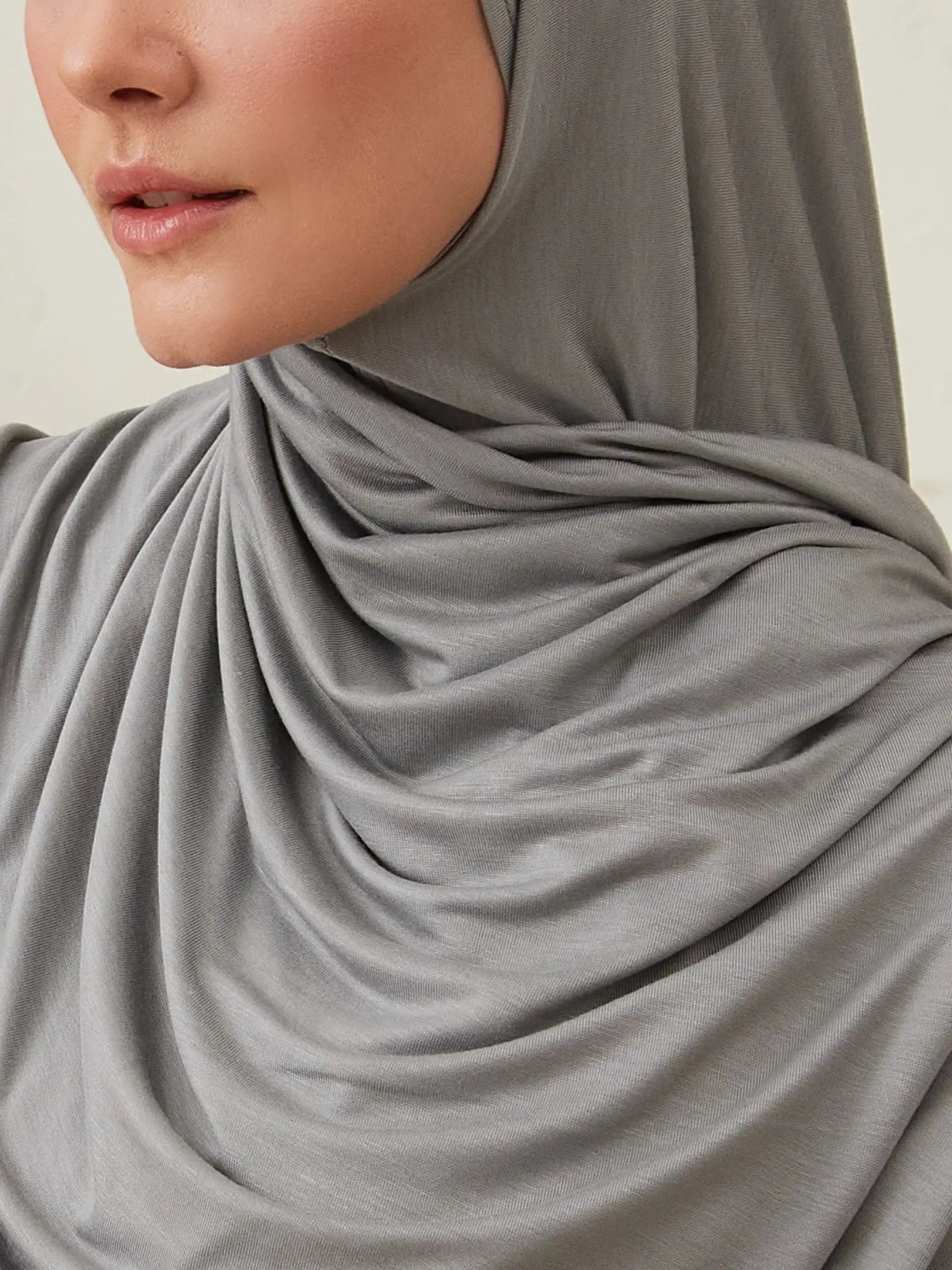 Instant Premium Jersey Hijabs - Gray Green