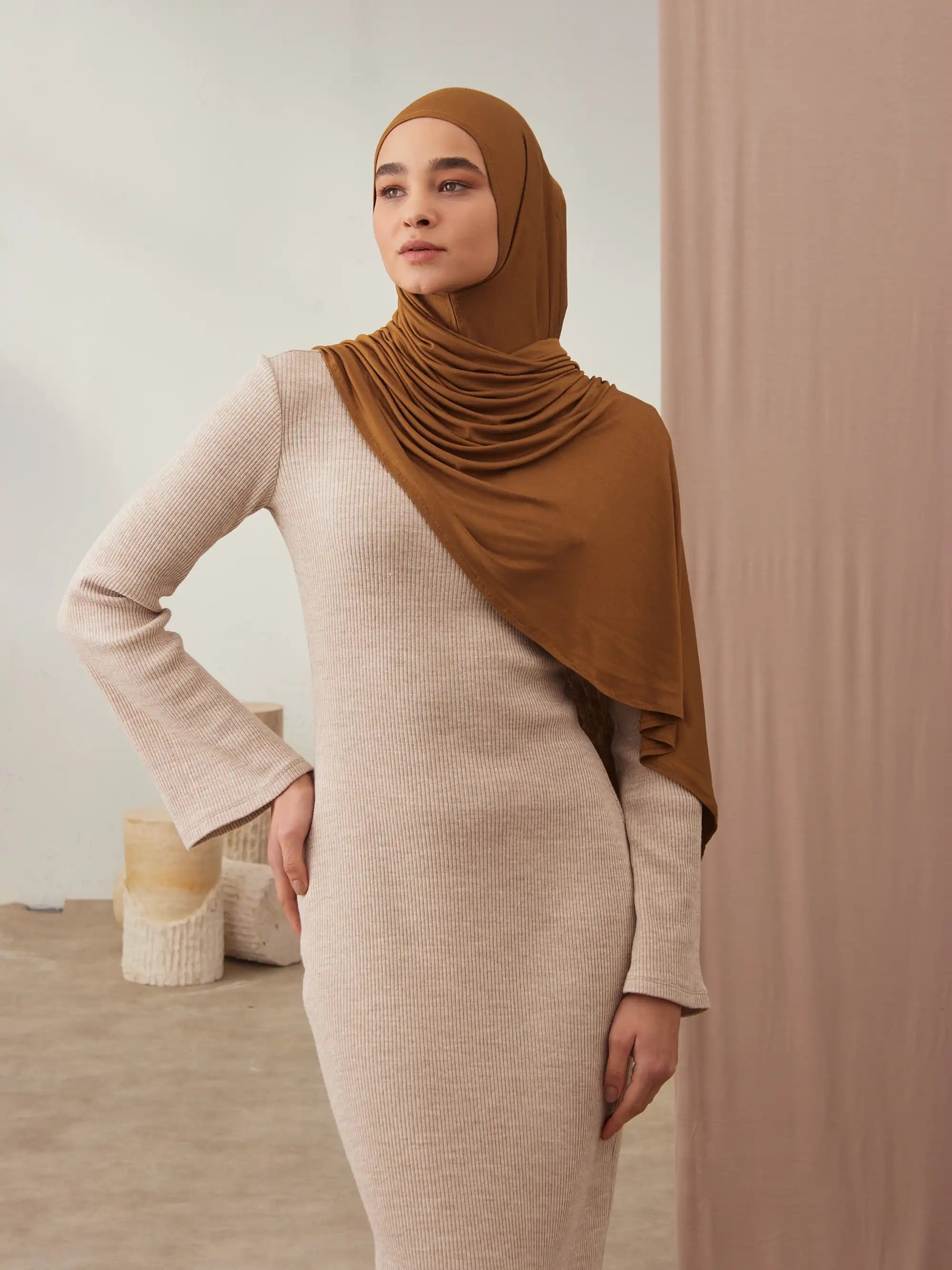 Small Instant Premium Jersey Hijabs - Bronze
