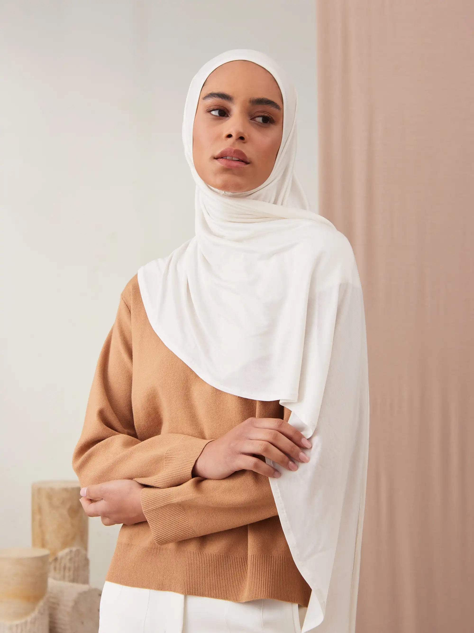 Instant Premium Jersey Hijabs - Ivory