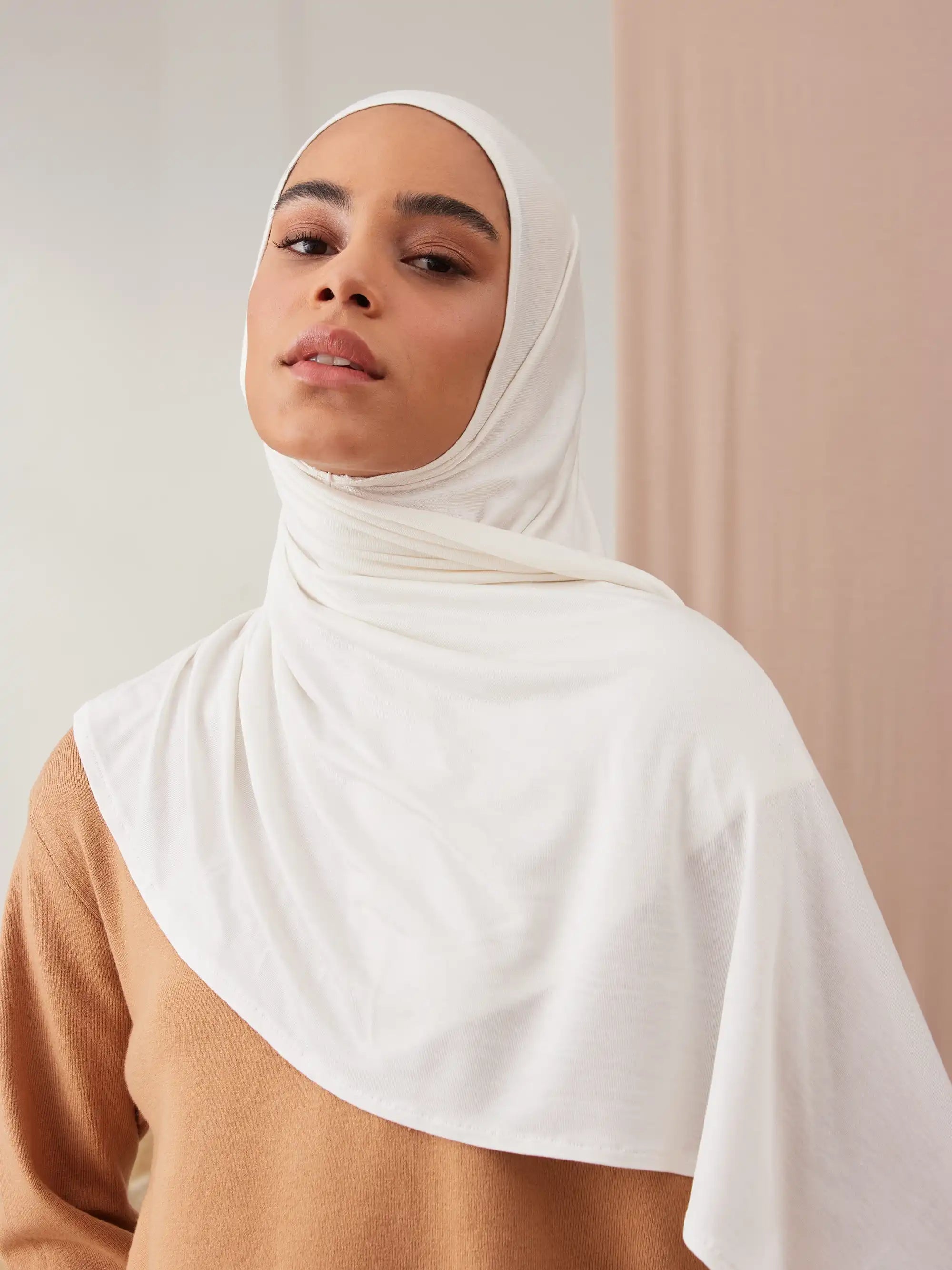 Instant Premium Jersey Hijabs - Ivory