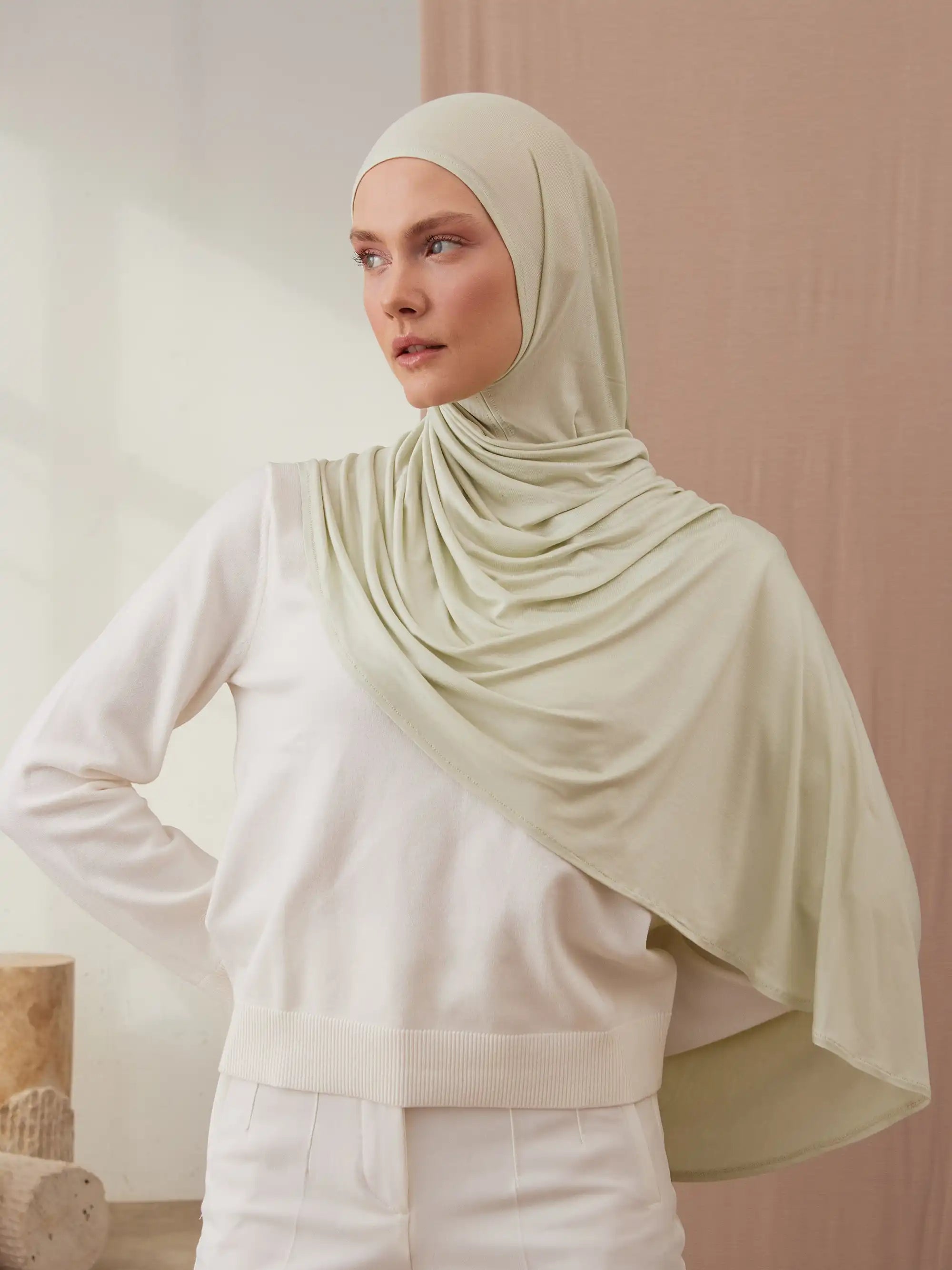 Instant Premium Jersey Hijabs - Lime Cream