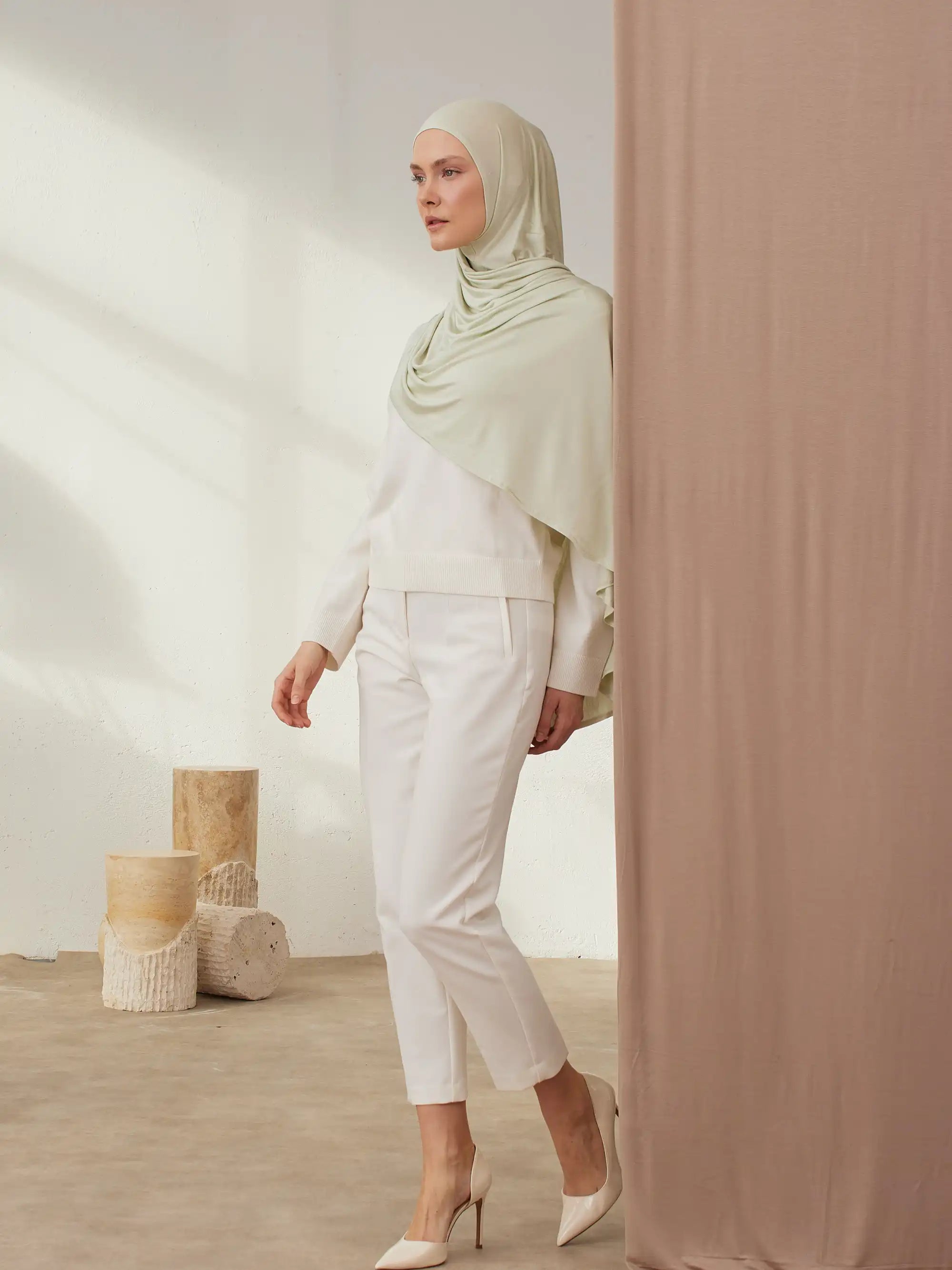 Instant Premium Jersey Hijabs - Lime Cream