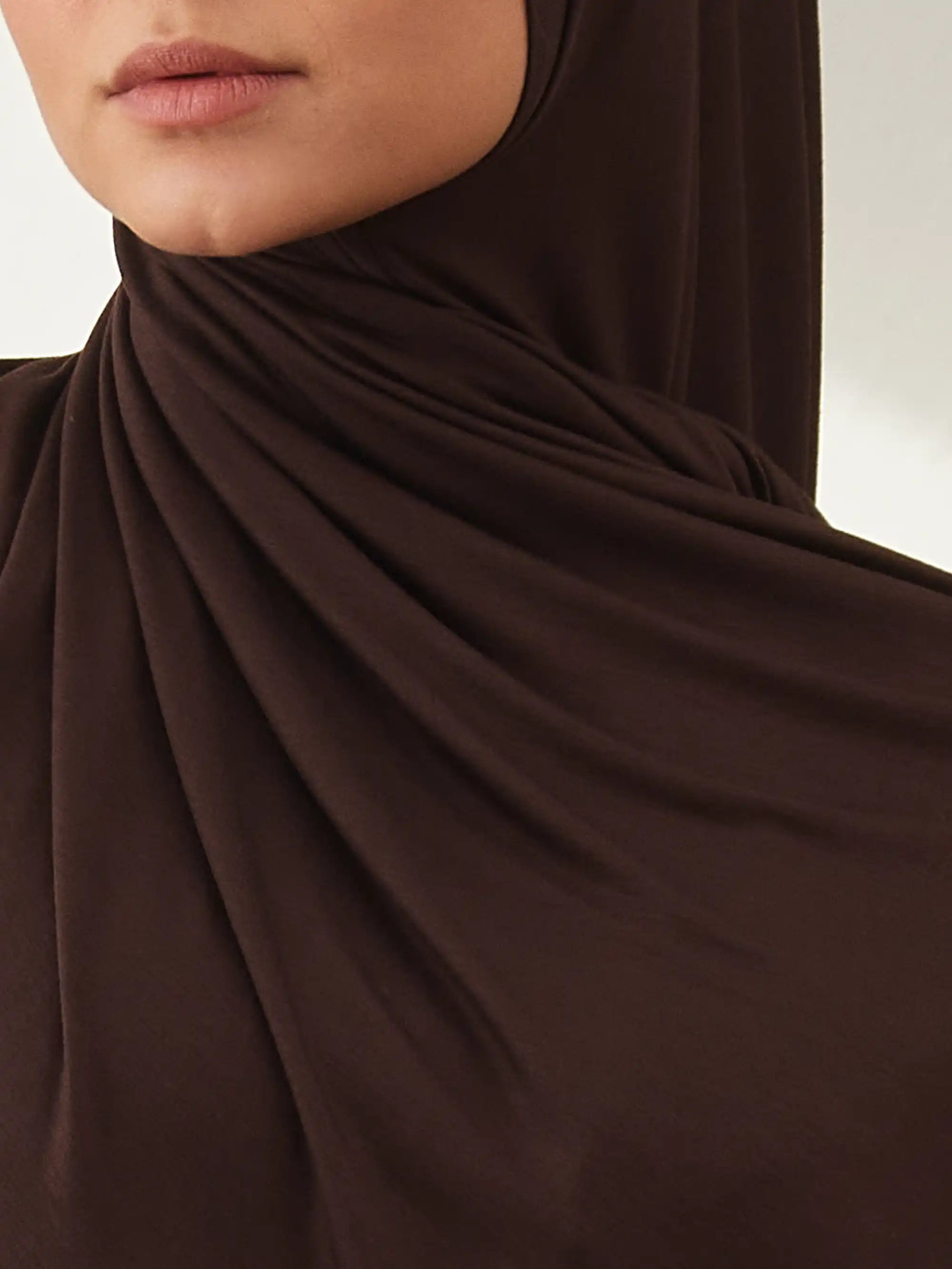 Small Instant Premium Jersey Hijabs - Coffee Bean