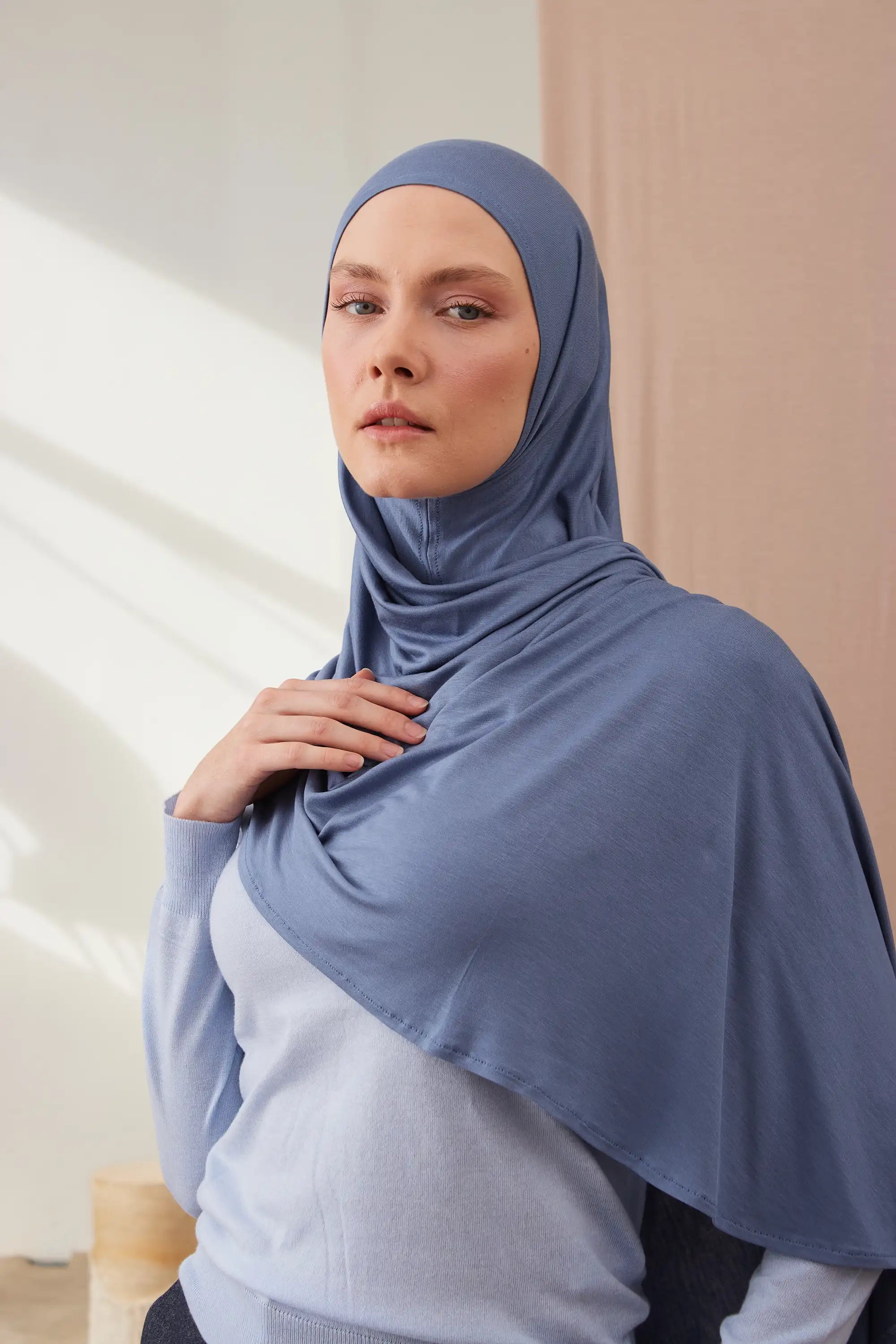 Instant Premium Jersey Hijabs - Denim