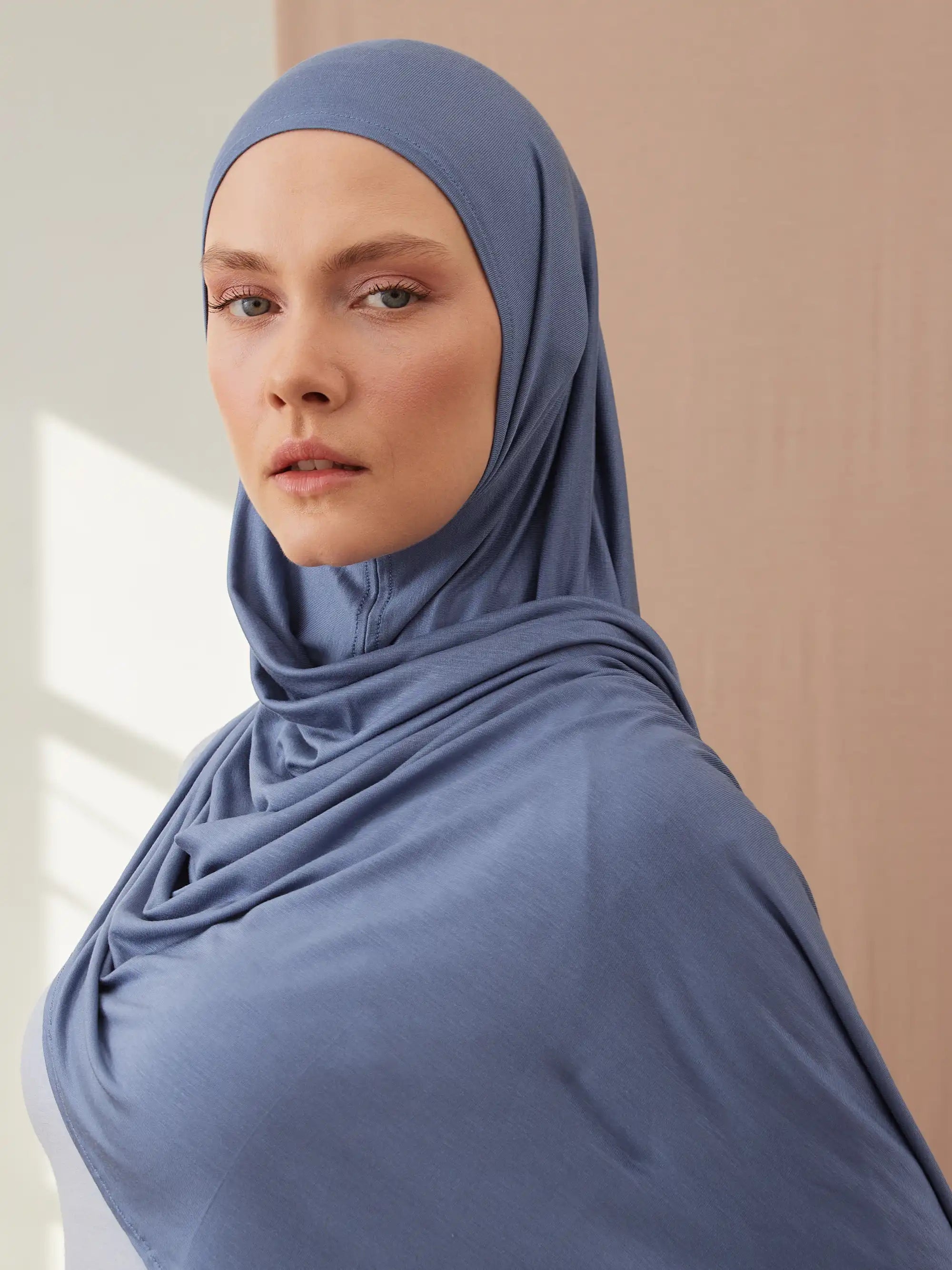 Small Instant Premium Jersey Hijabs - Denim