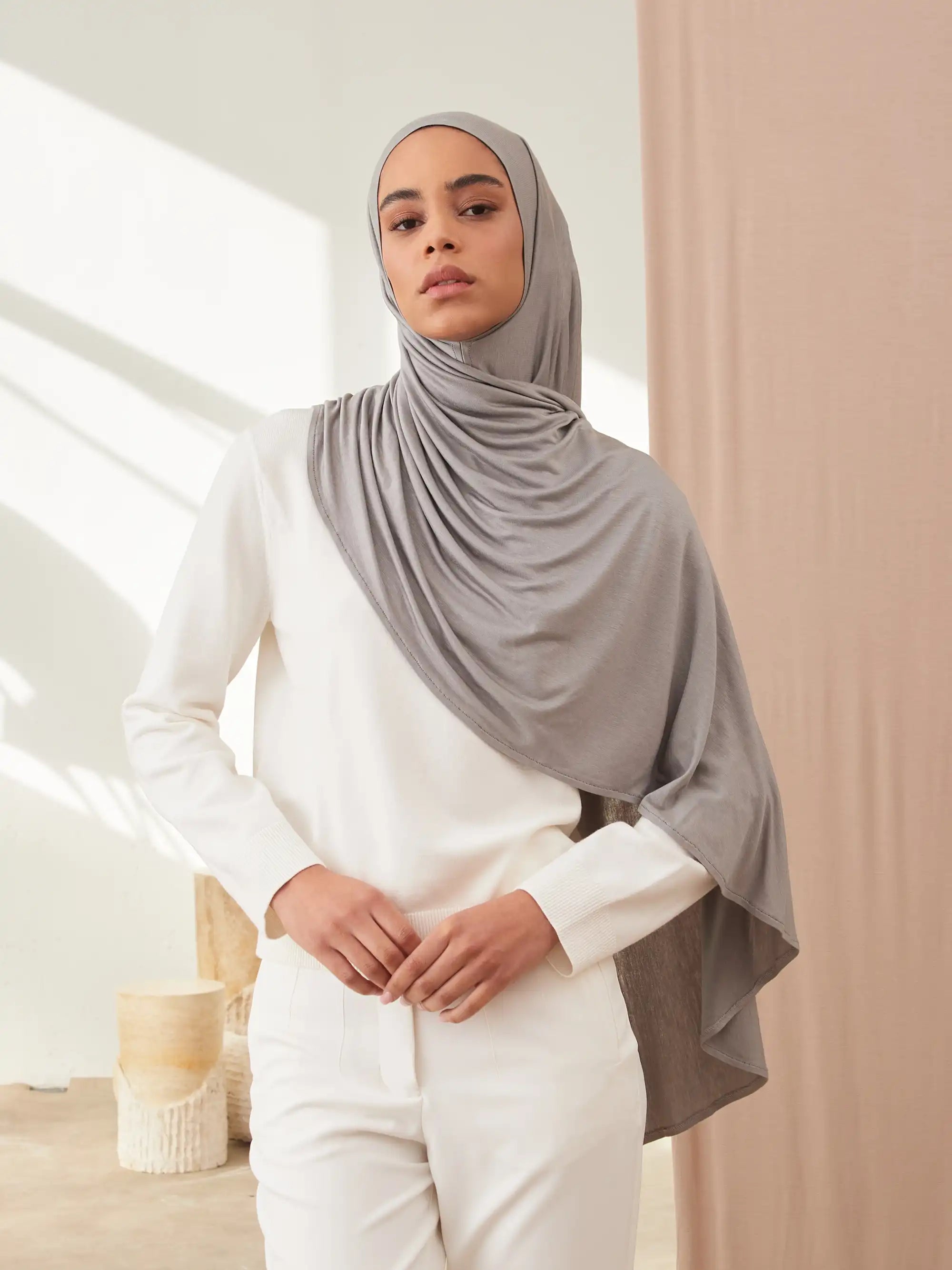 Instant Premium Jersey Hijabs - Silver