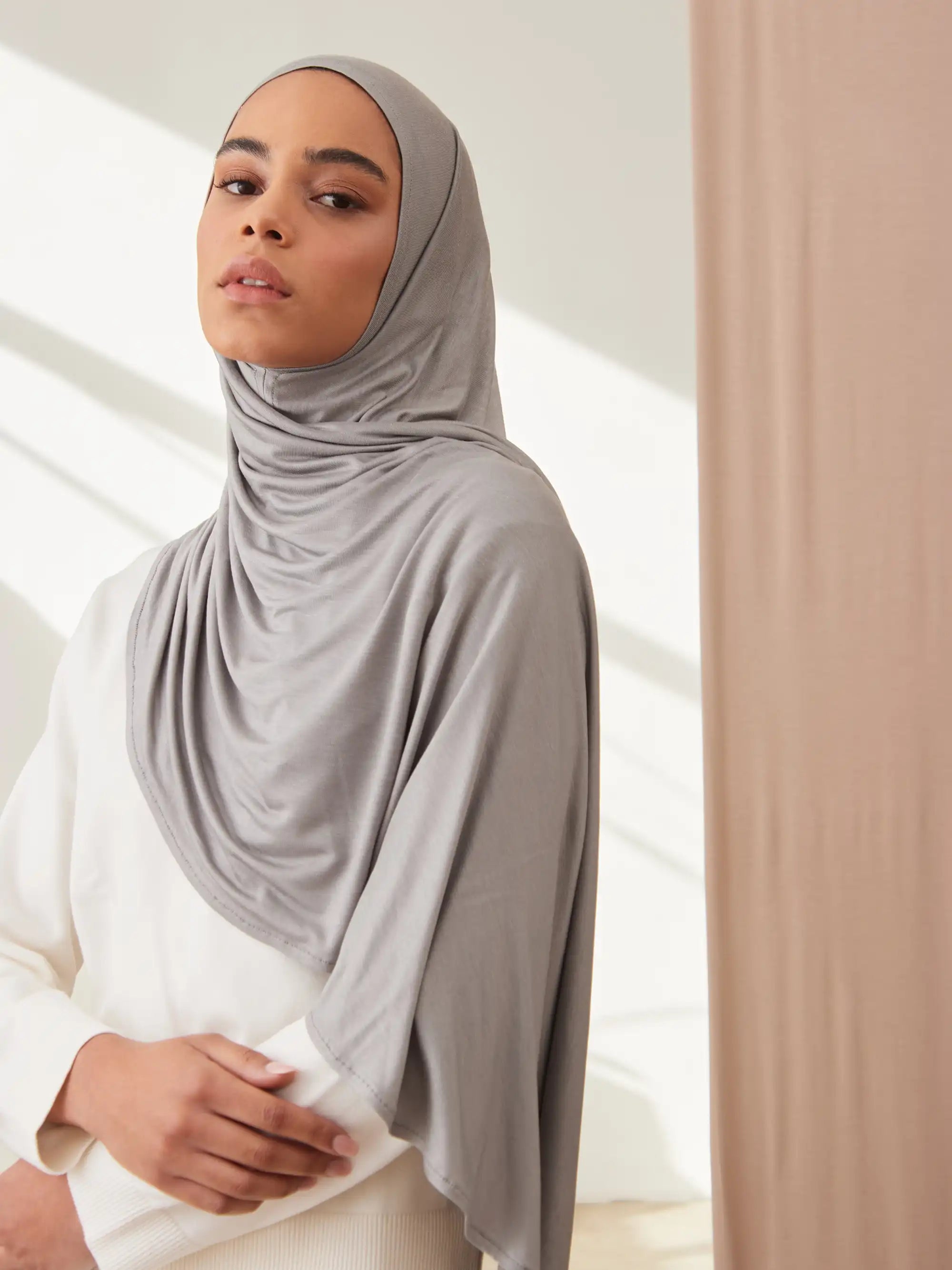 Instant Premium Jersey Hijabs - Silver