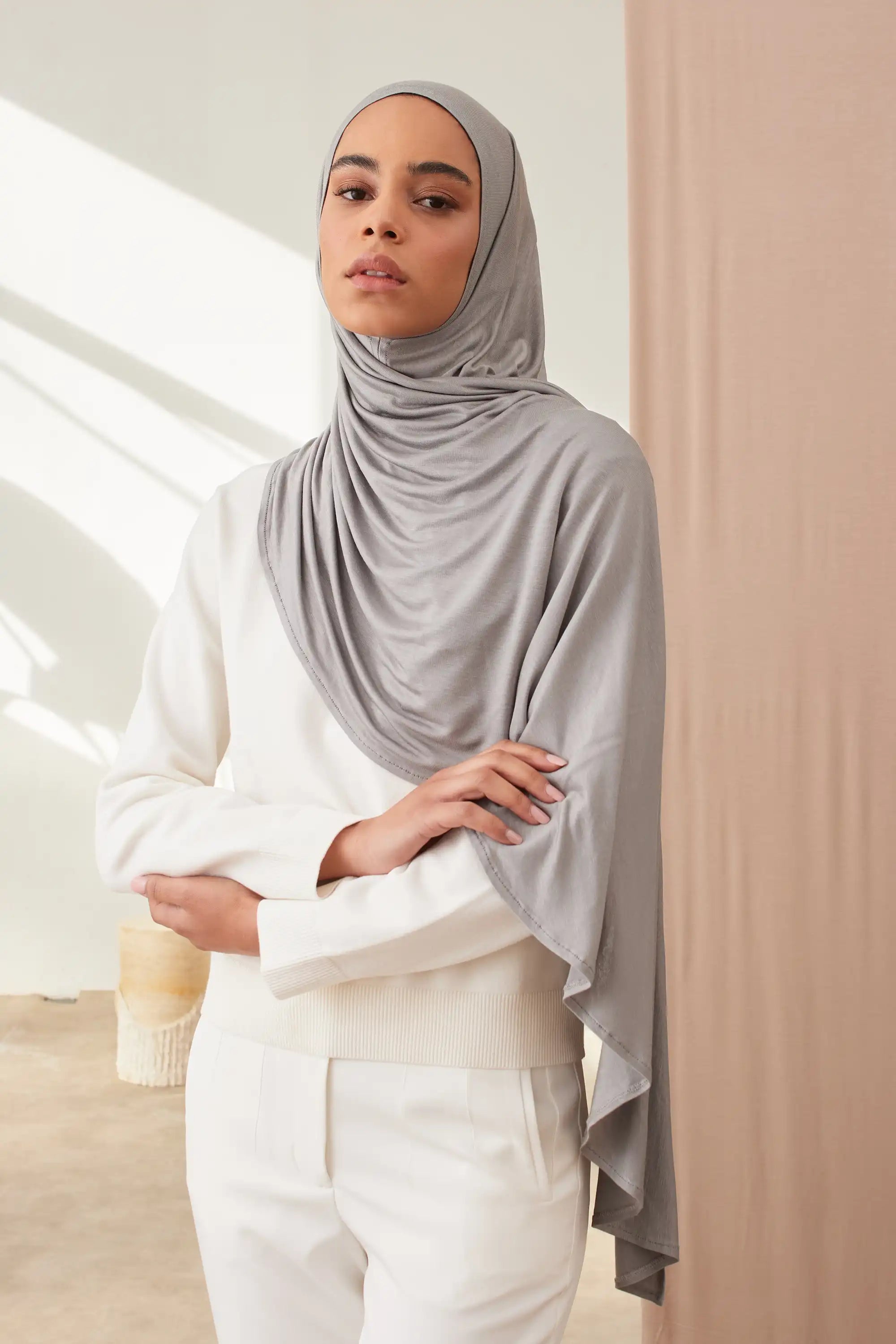Instant Premium Jersey Hijabs - Silver