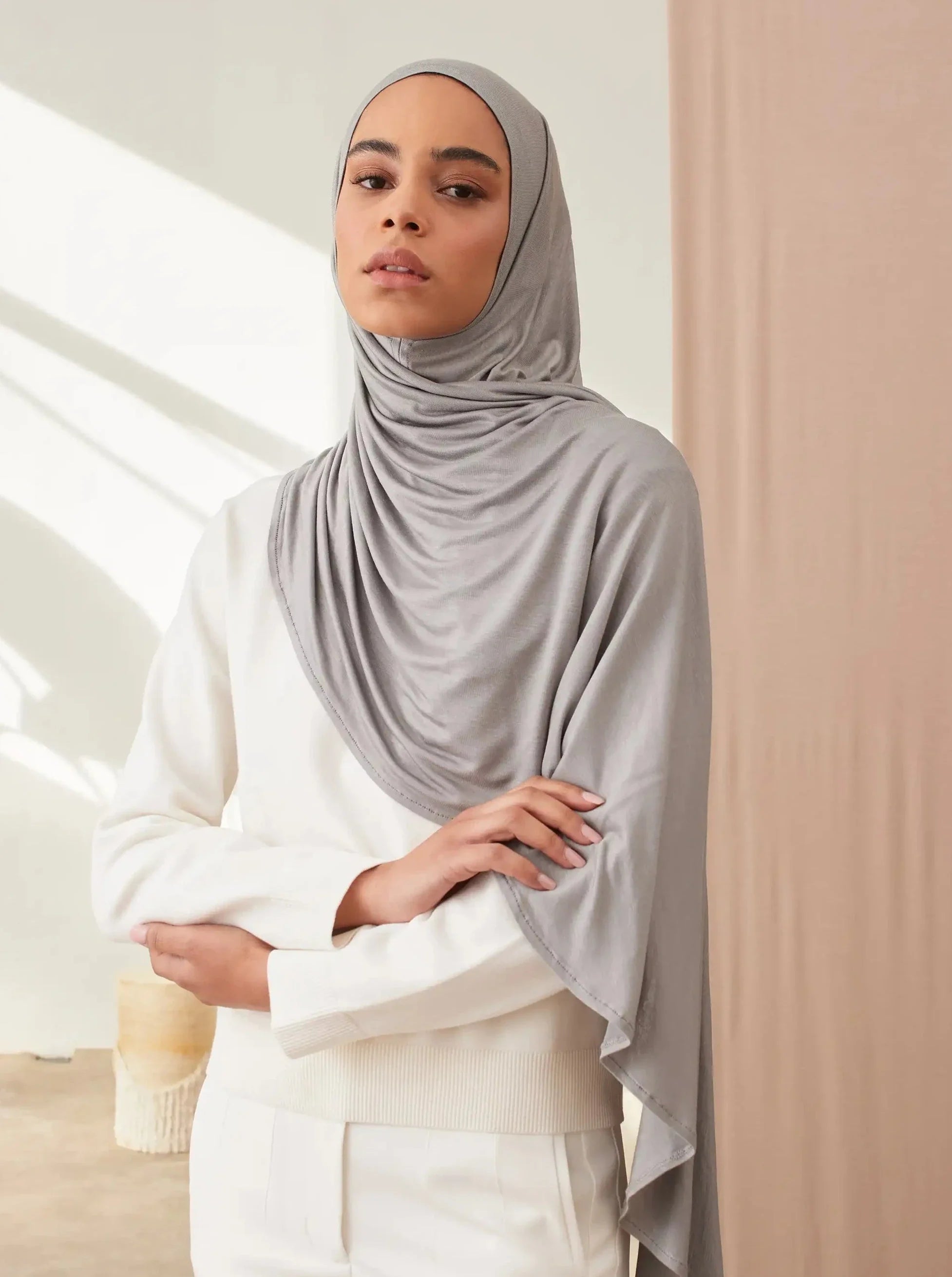 Small Instant Premium Jersey Hijabs - Silver