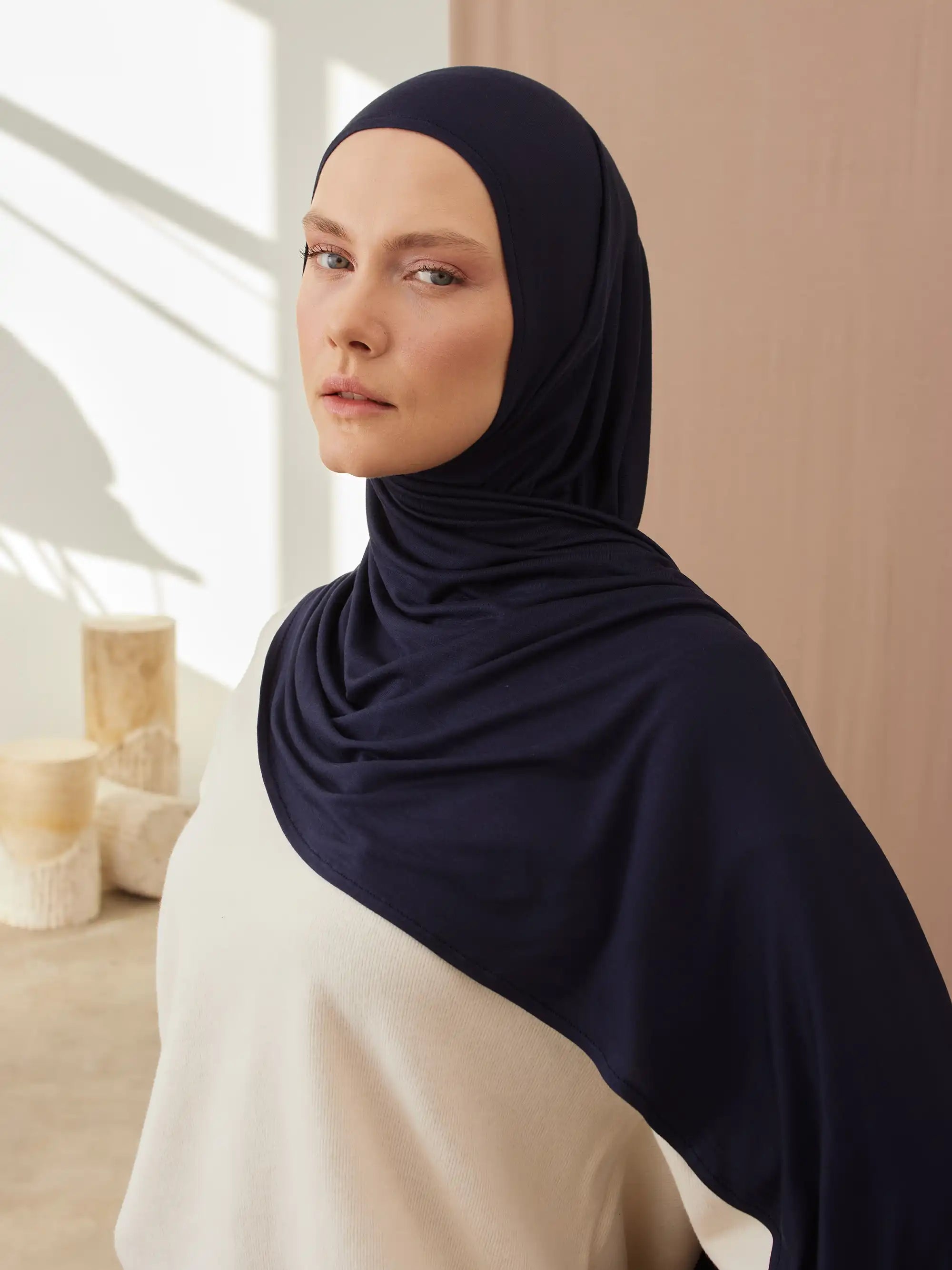Instant Premium Jersey Hijabs - Navy