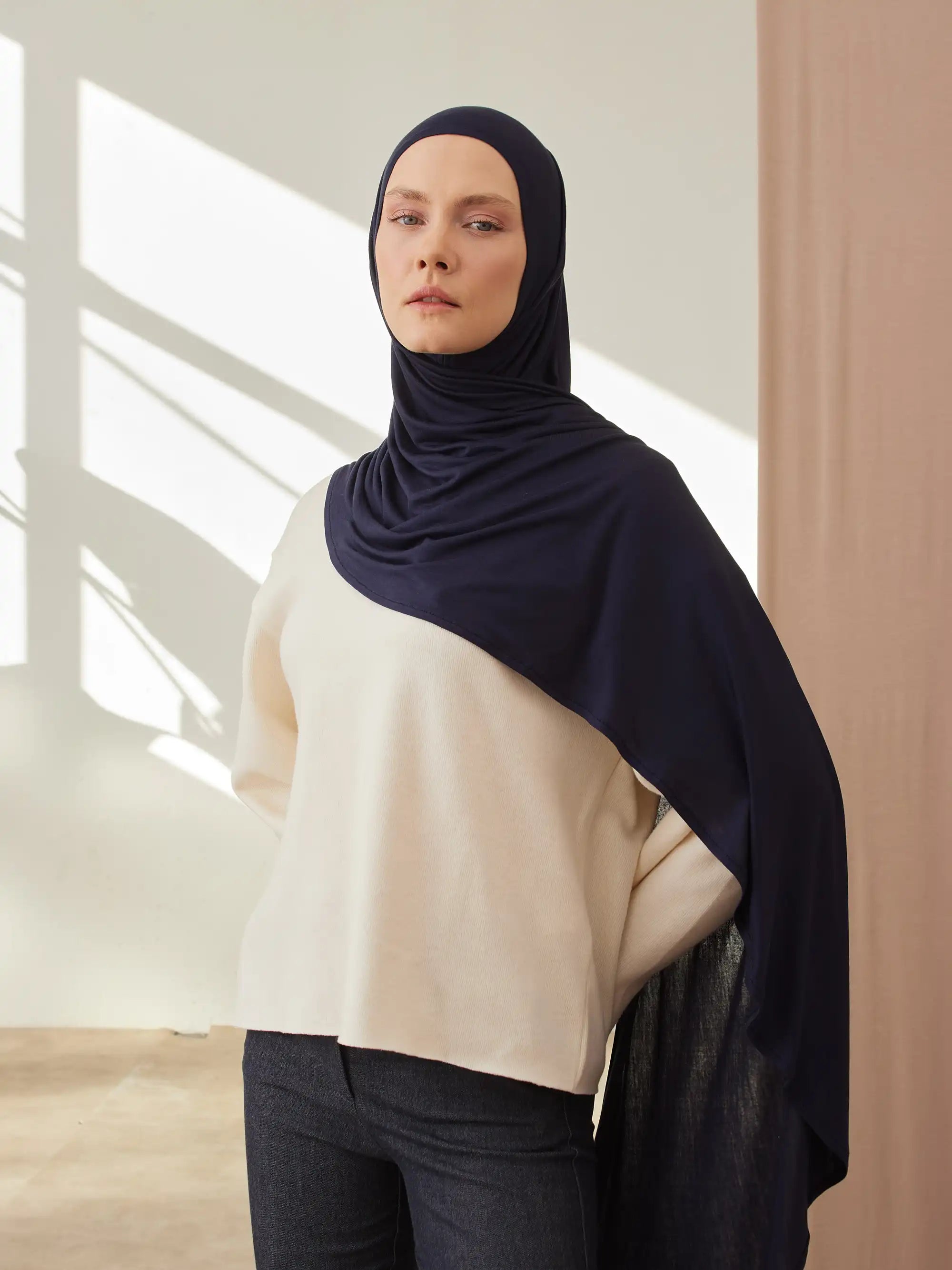 Instant Premium Jersey Hijabs - Navy