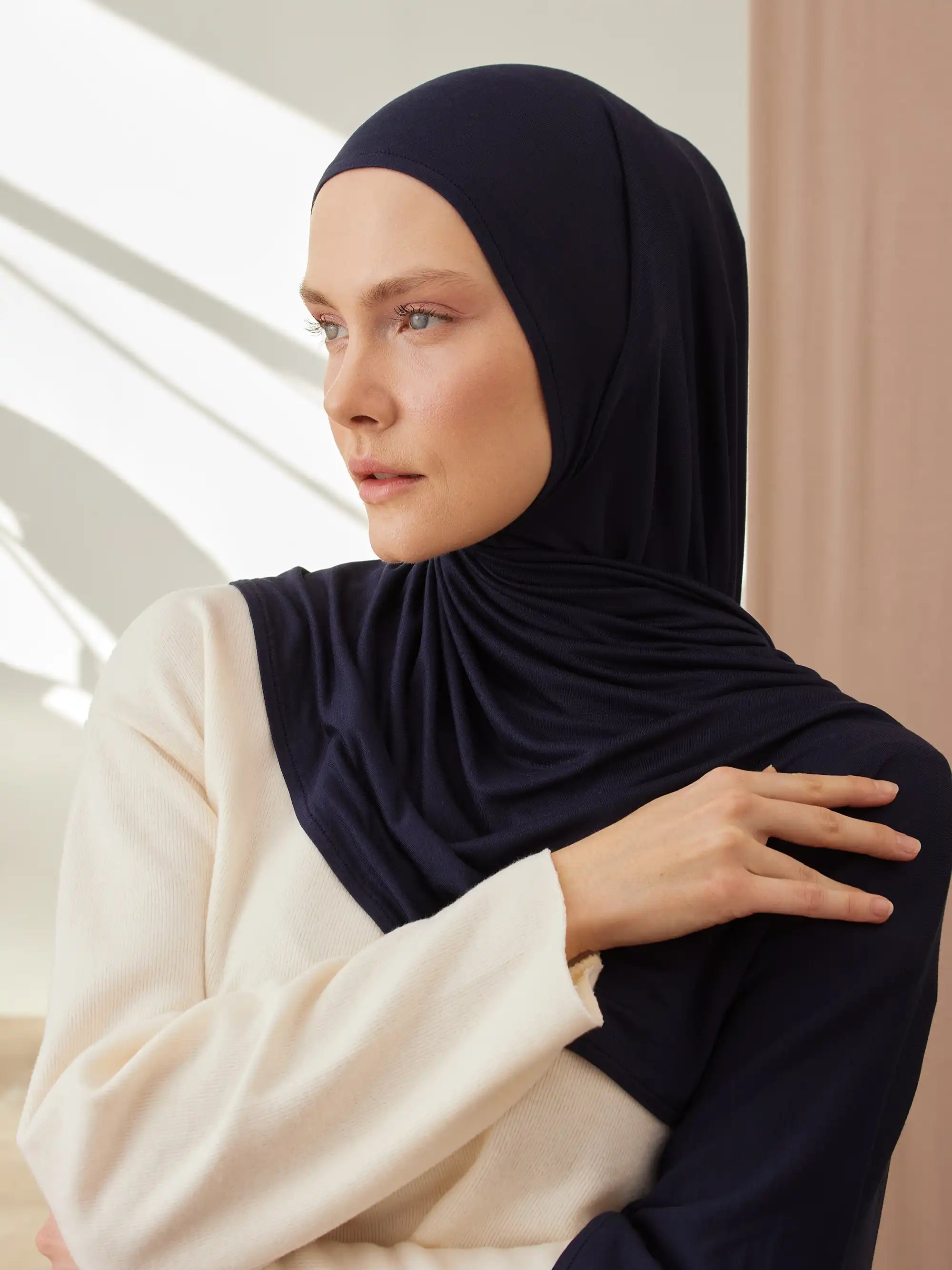 Instant Premium Jersey Hijabs - Navy