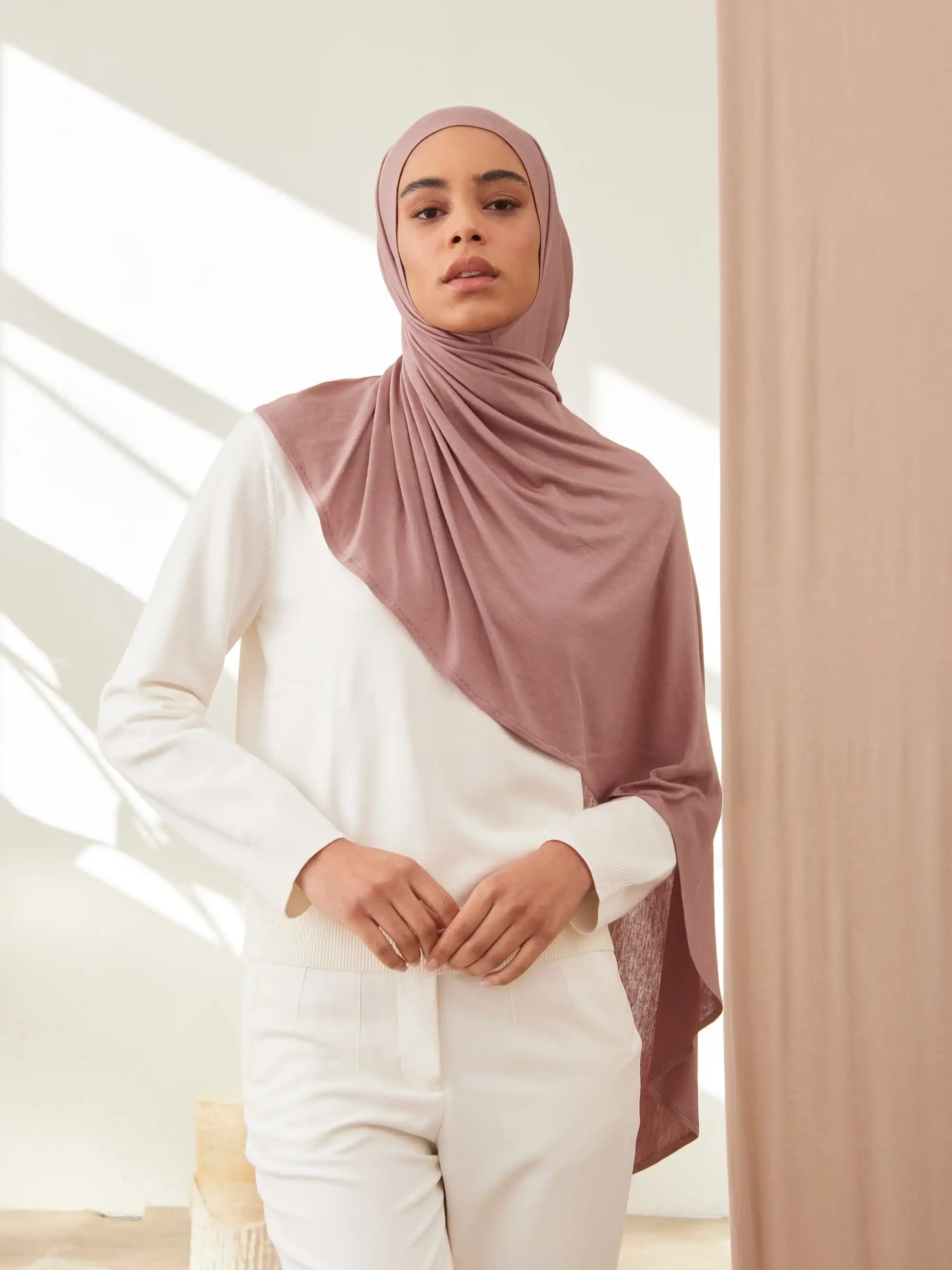 Small Instant Premium Jersey Hijabs - Dusty Rose