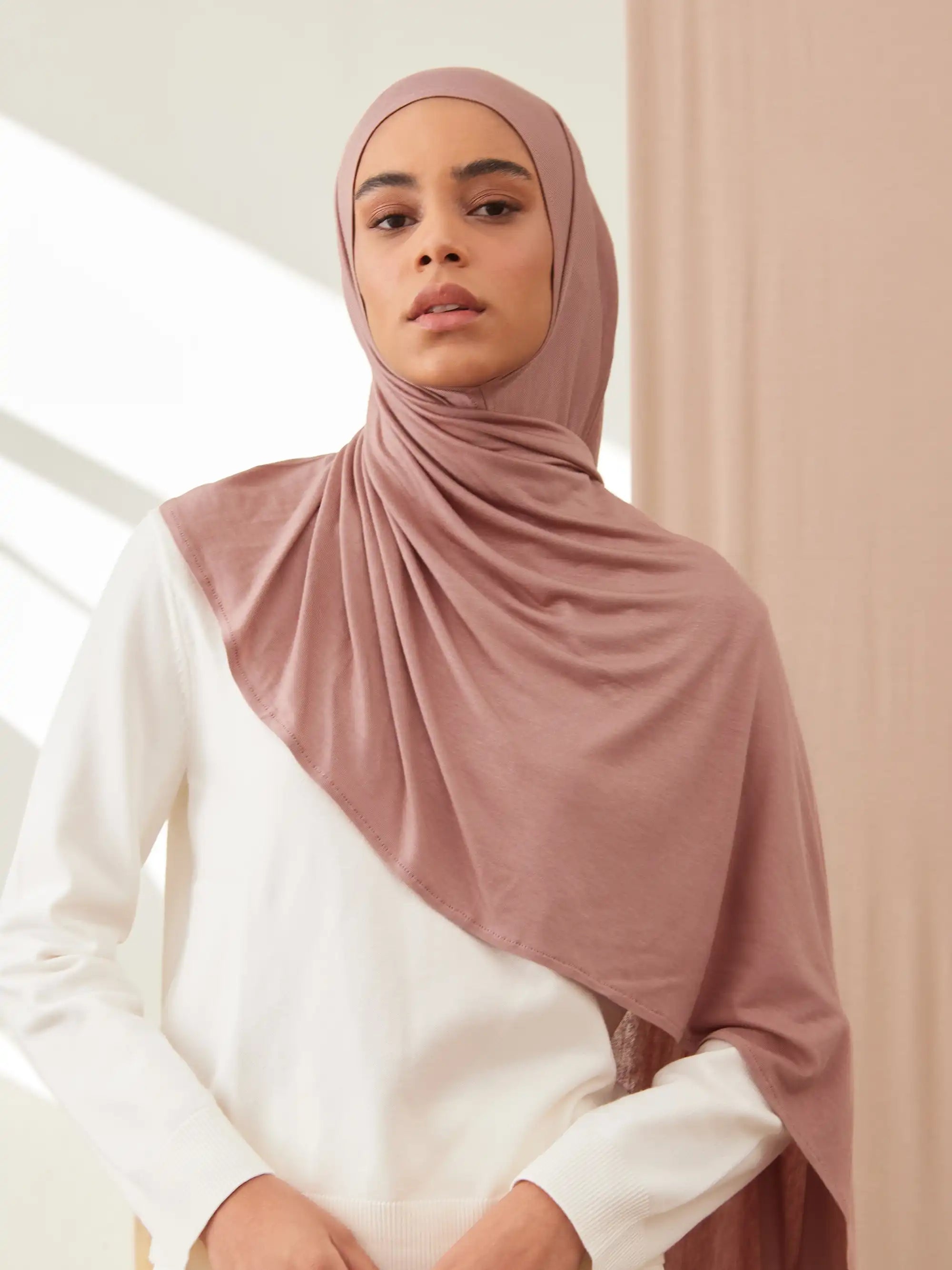 Instant Premium Jersey Hijabs - Dusty Rose