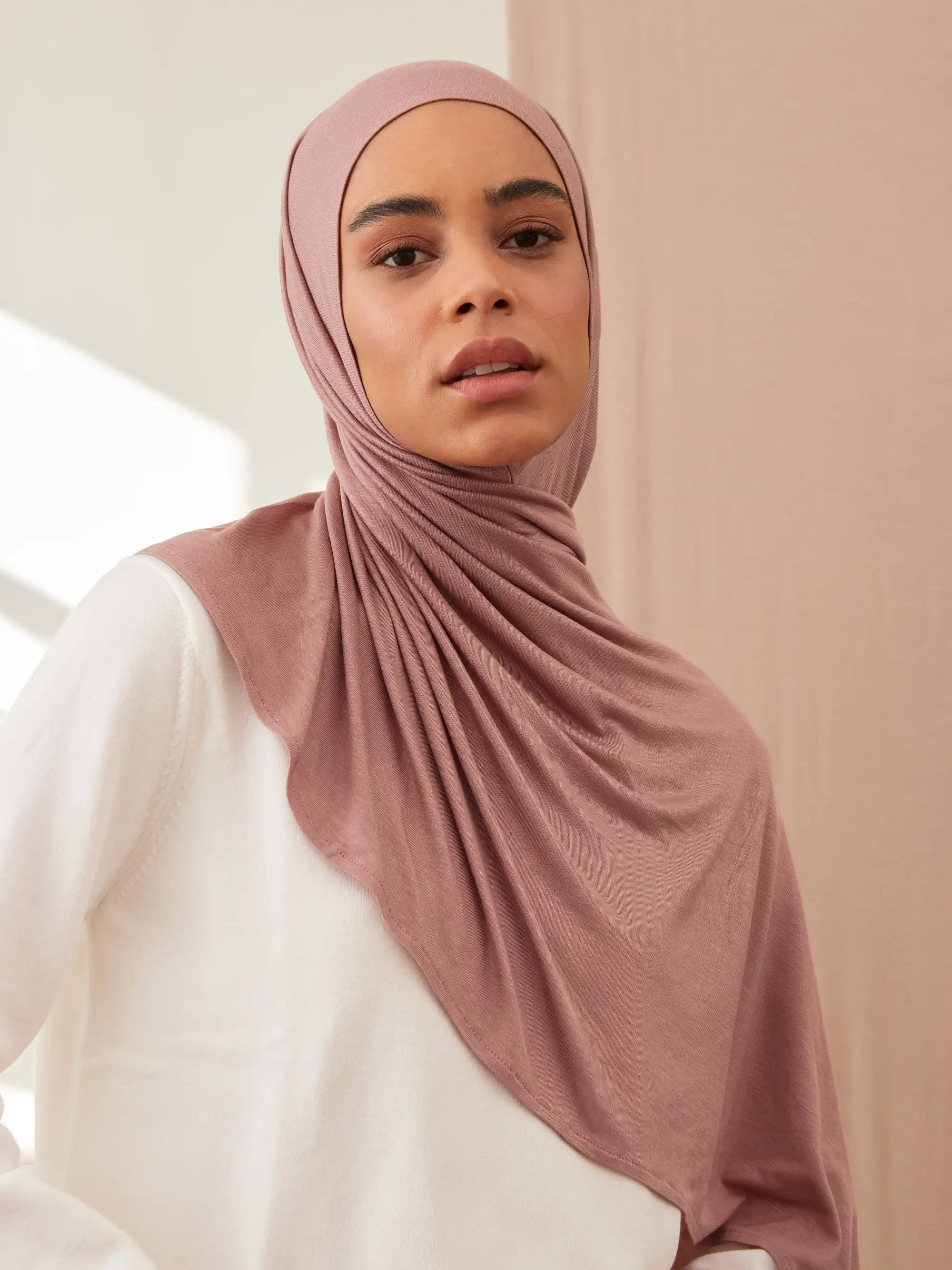 Instant Premium Jersey Hijabs - Dusty Rose