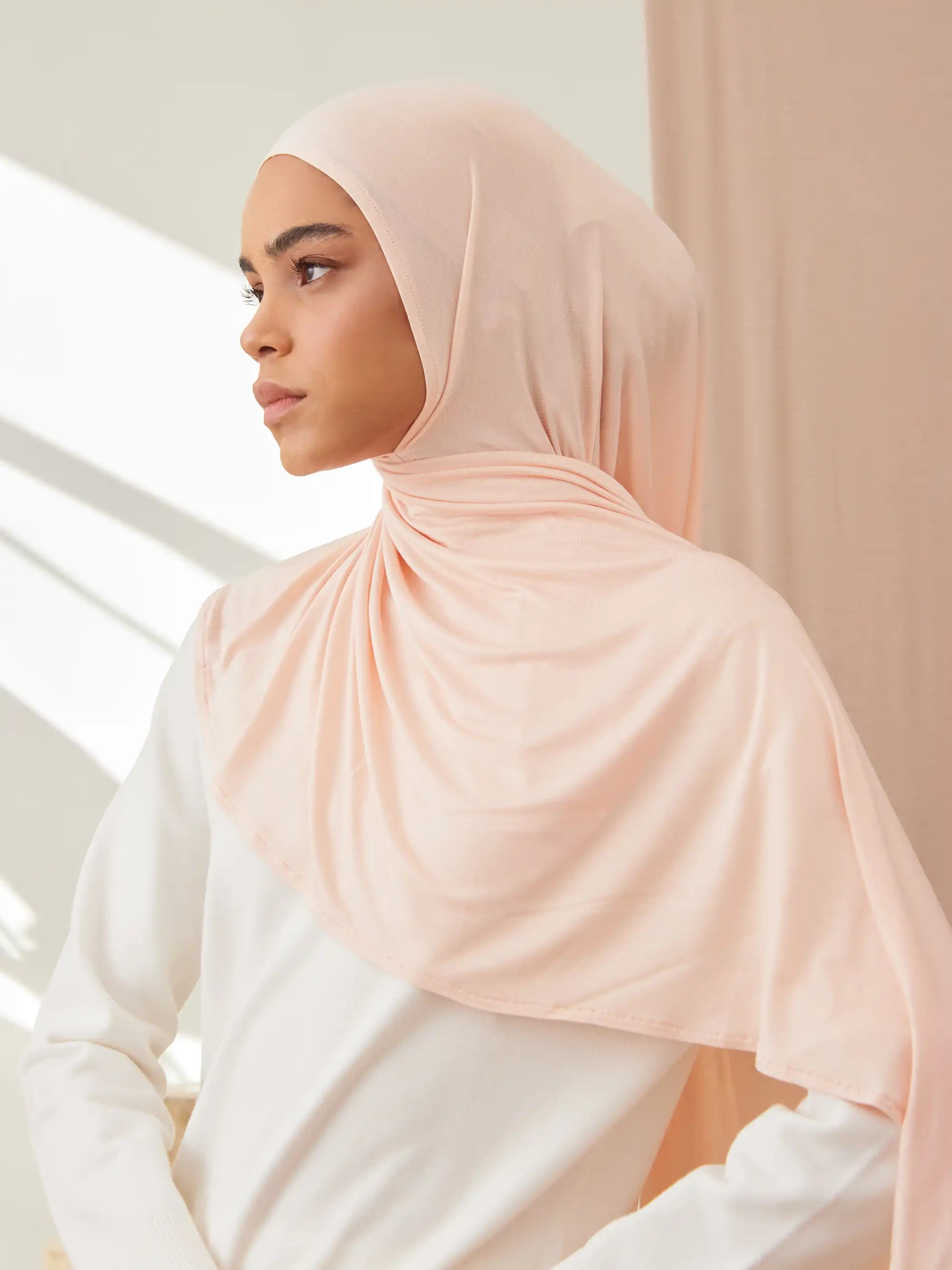 Instant Premium Jersey Hijabs - Cream Pink