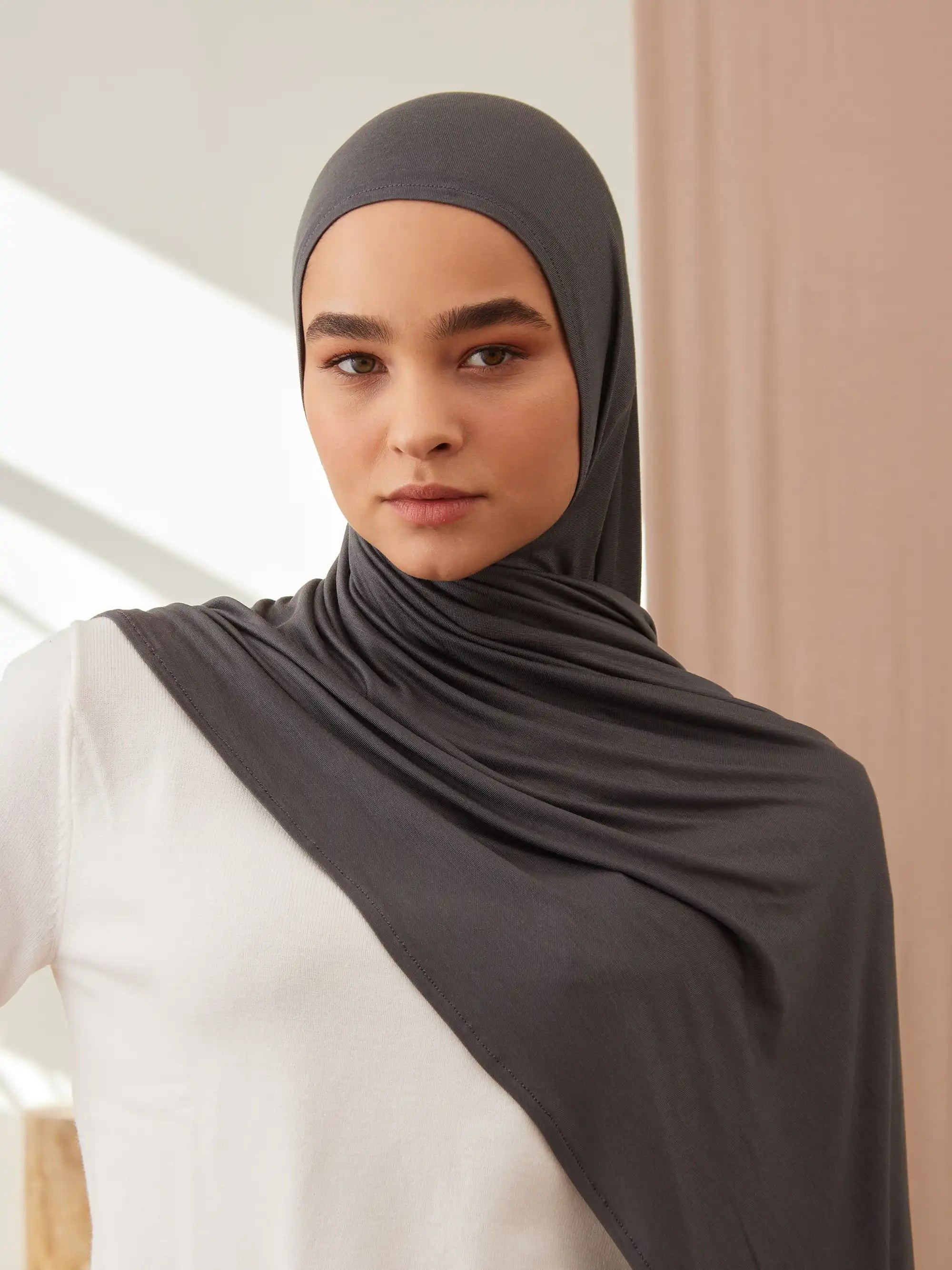 Small Instant Premium Jersey Hijabs - Dark Grey