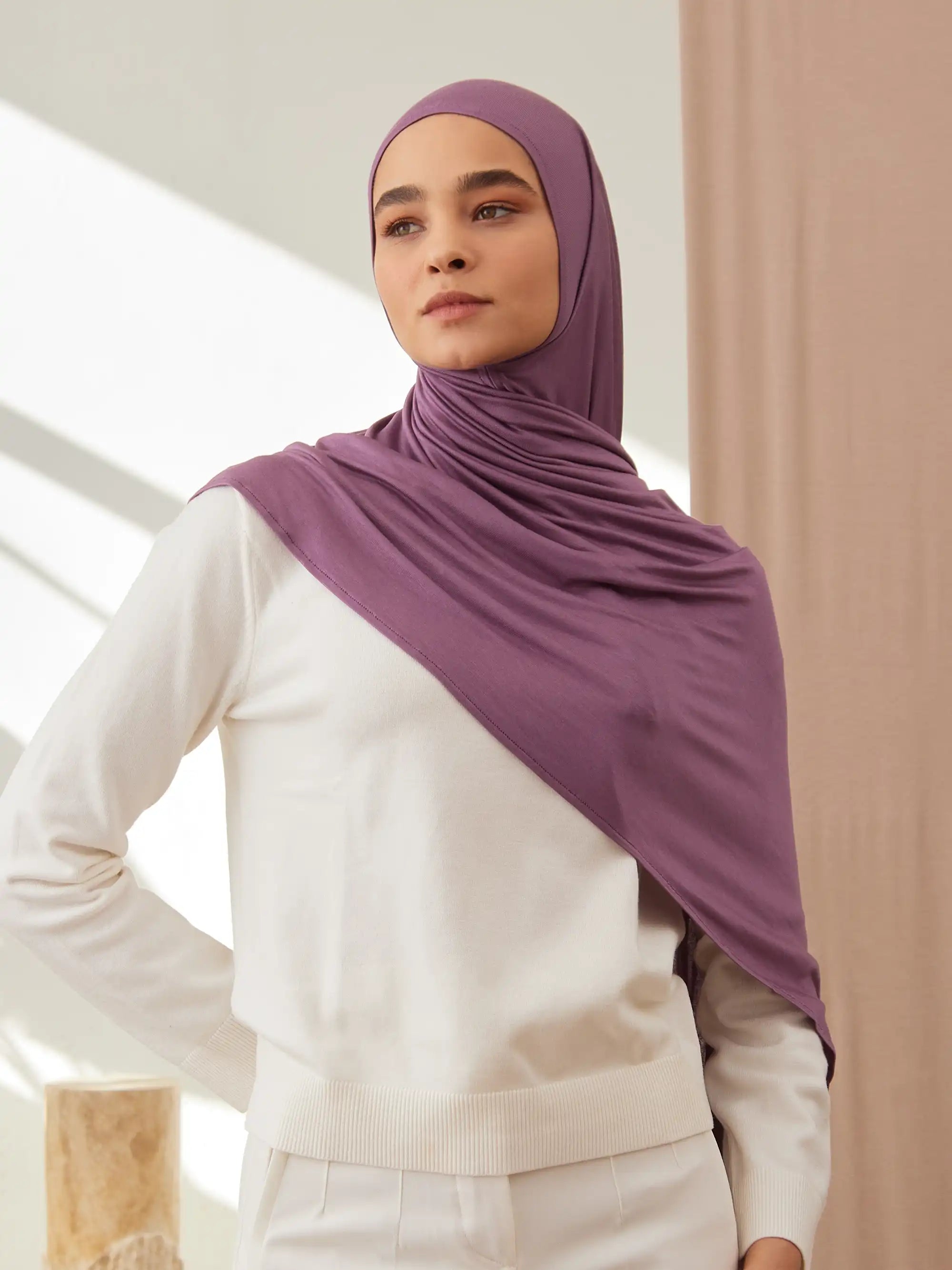 Small Instant Premium Jersey Hijabs - Orchid