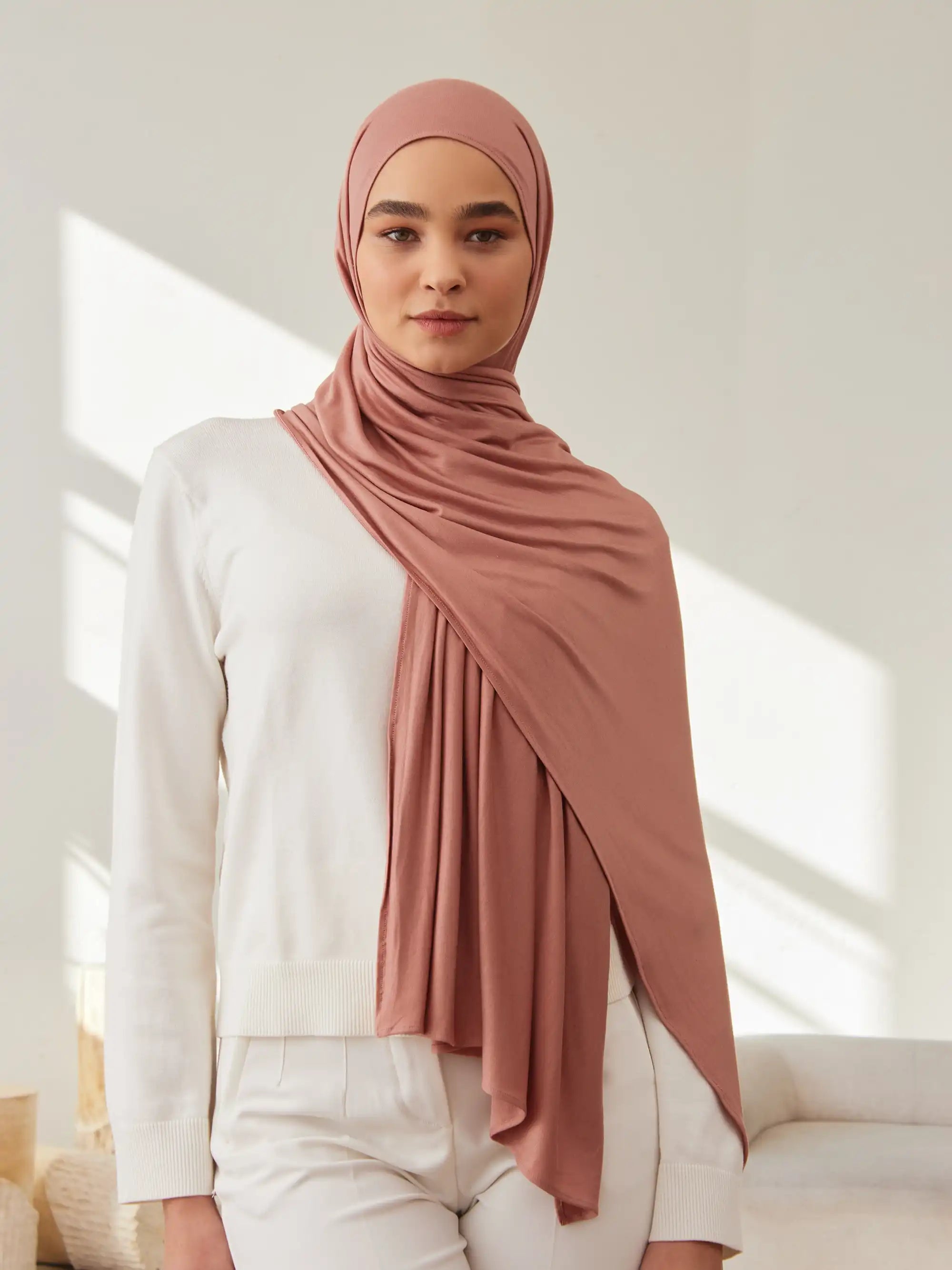 Jersey Light Hijab - Terracotta