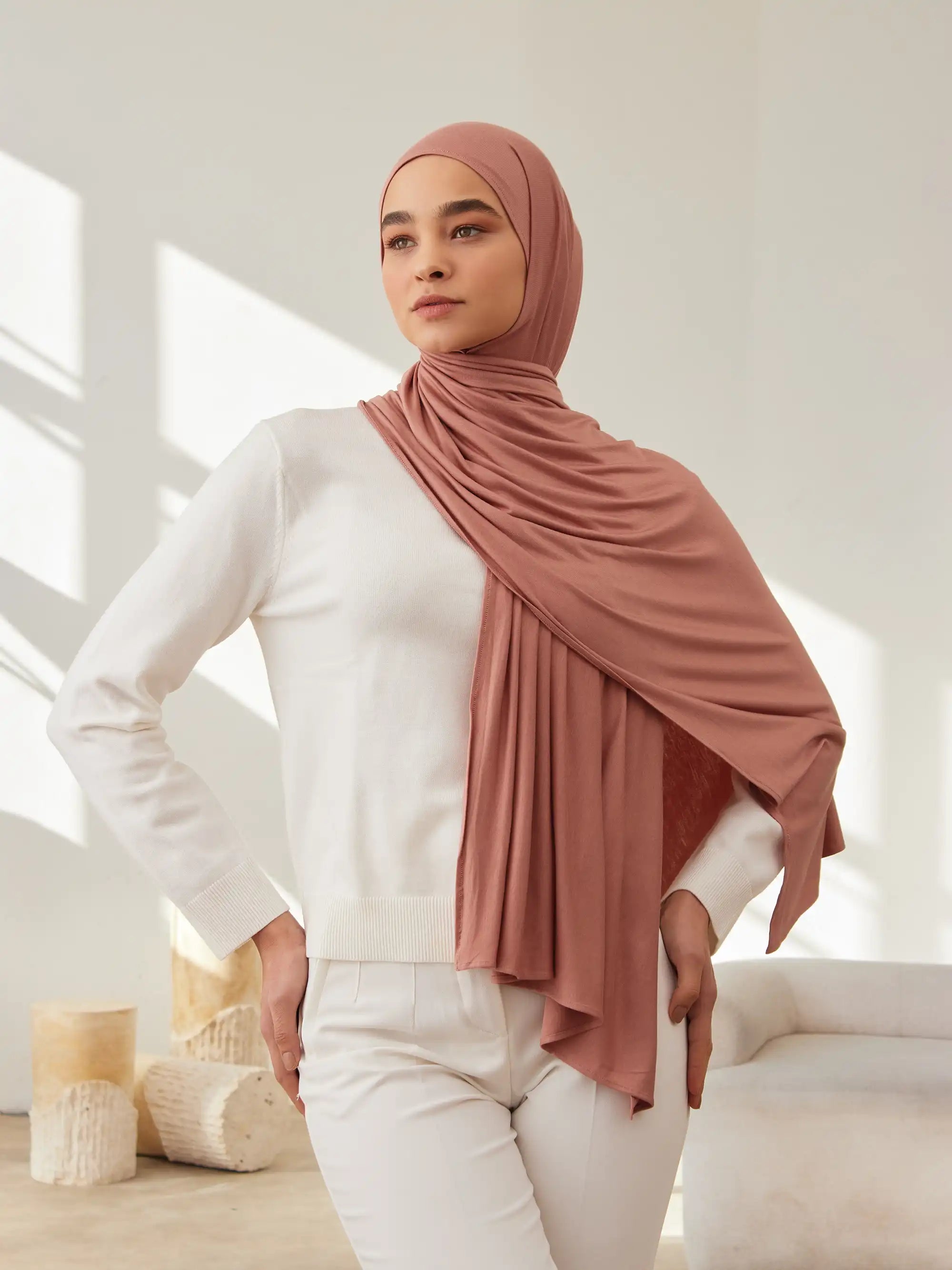 Jersey Light Hijab - Terracotta