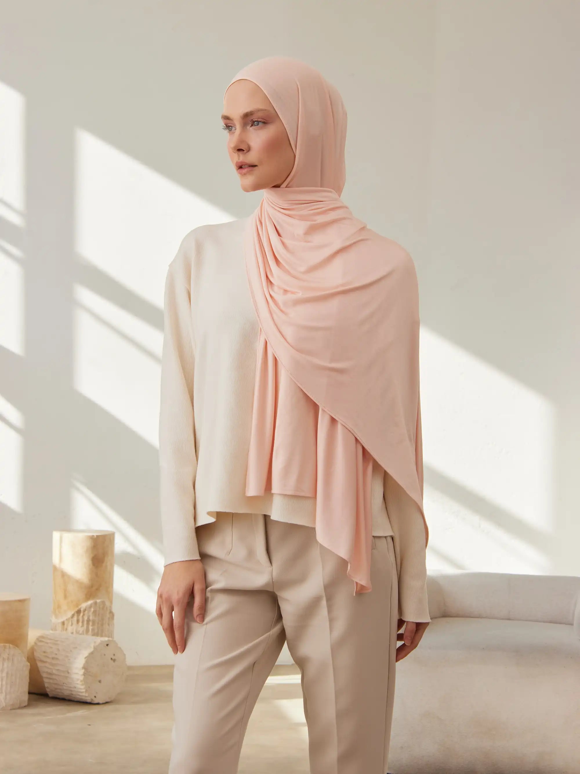 Jersey Light Hijab - Cream Pink