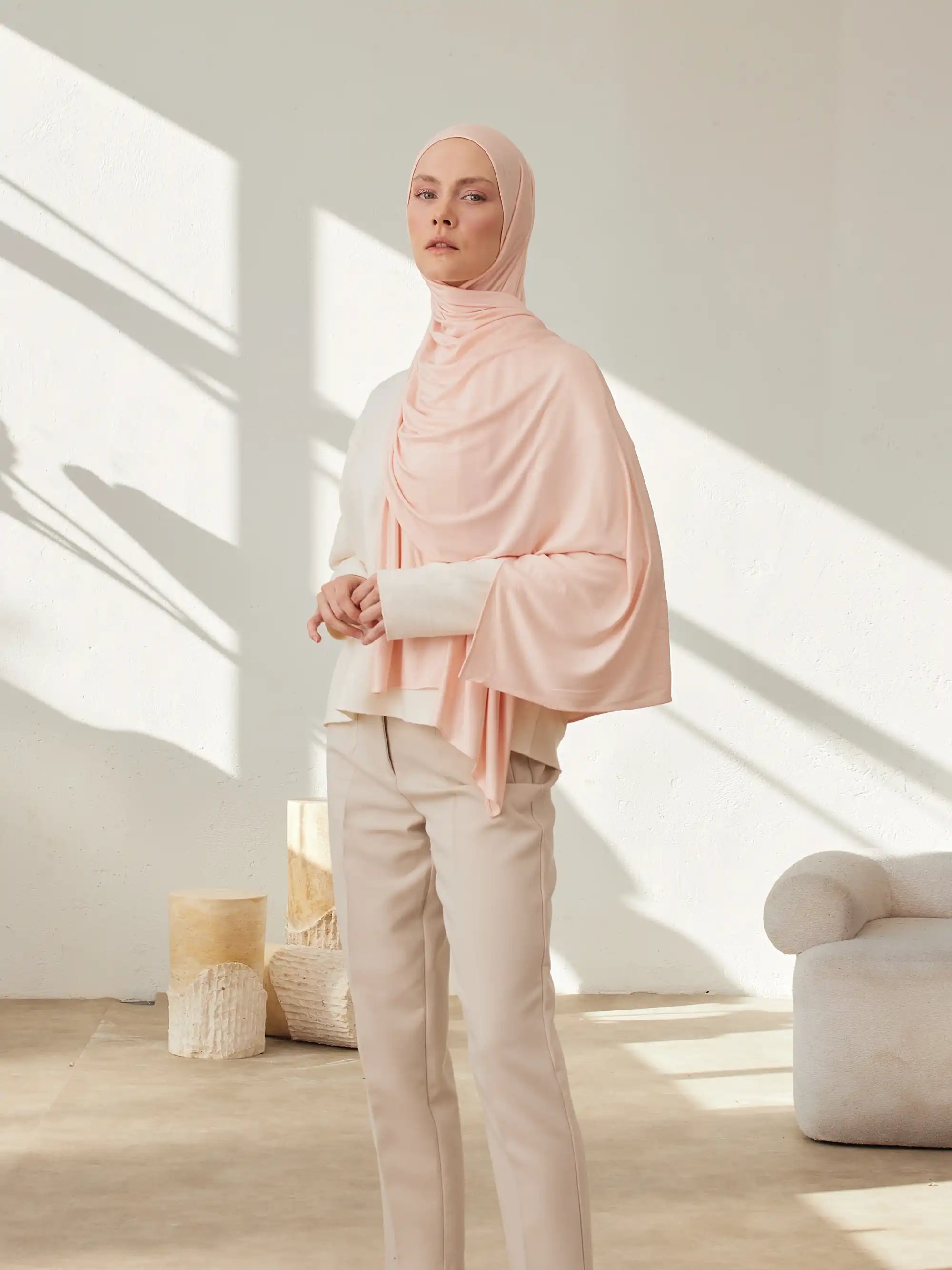 Jersey Light Hijab - Cream Pink